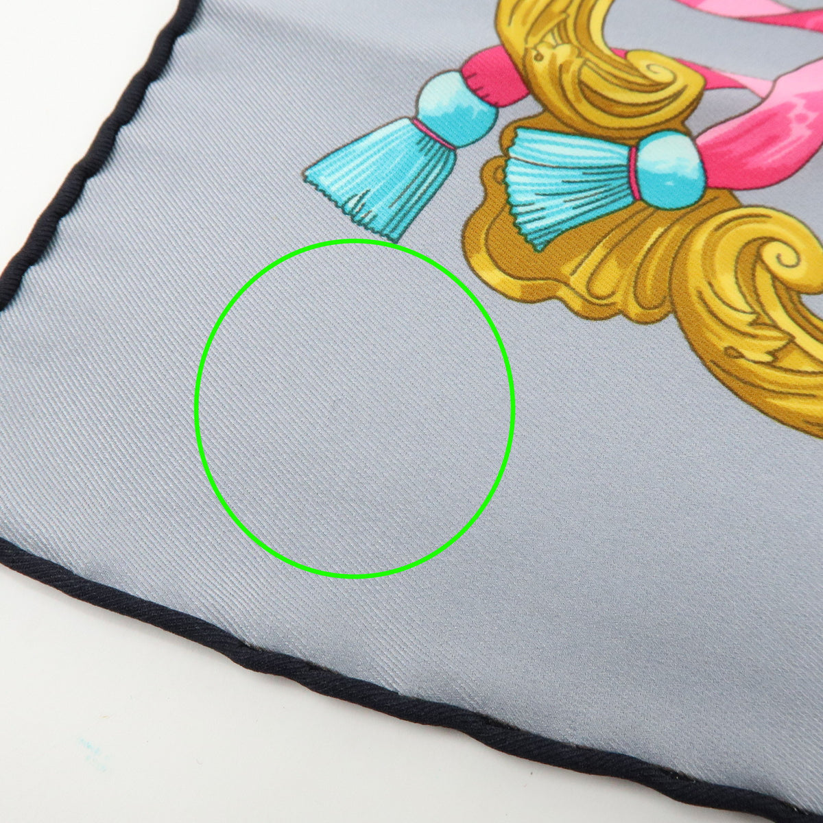 HERMES Carre 70 Silk 100% Scarf FERRONNERIE Gray Gold Pink