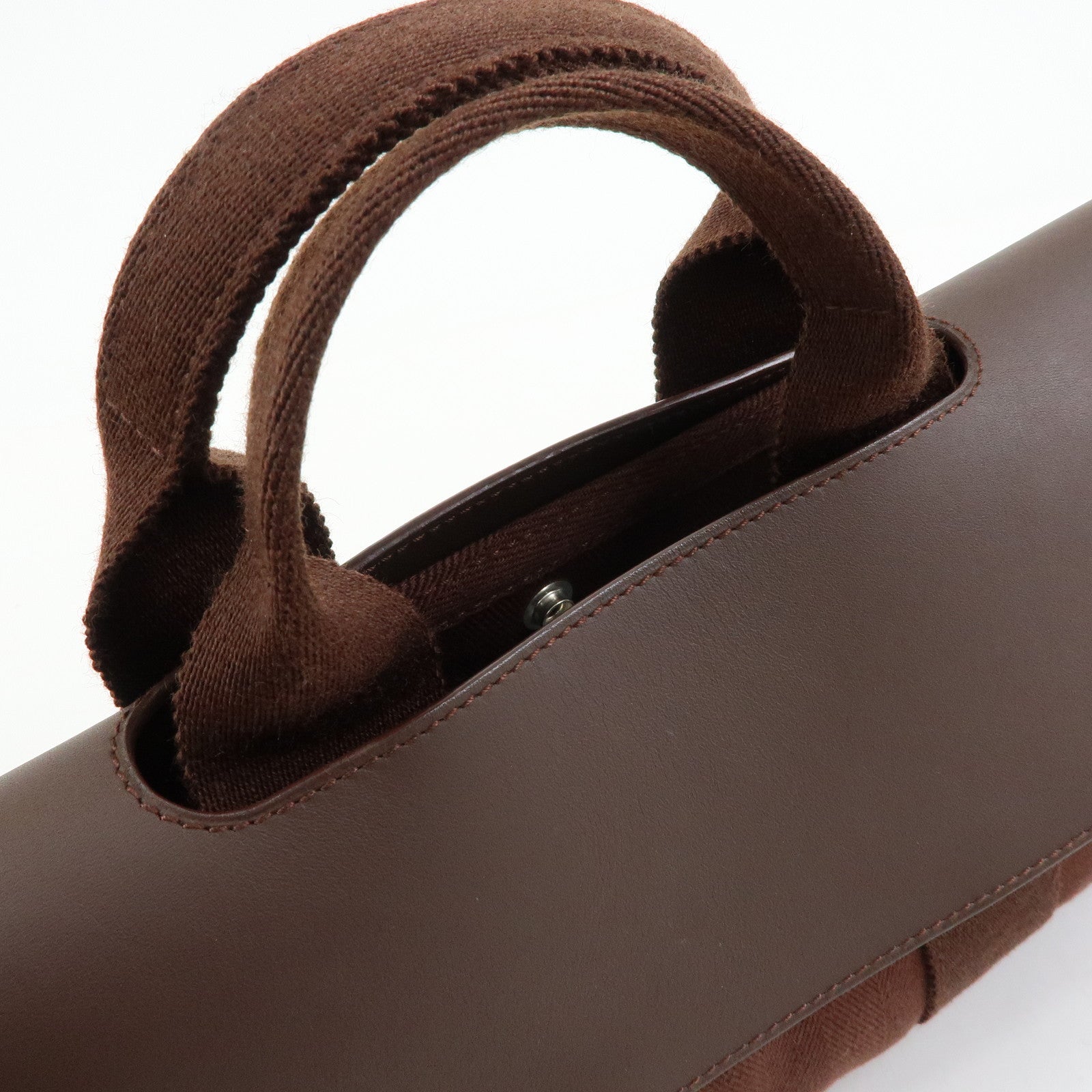 HERMES Toile Chevron Valparaiso Long PM Hand Bag Brown