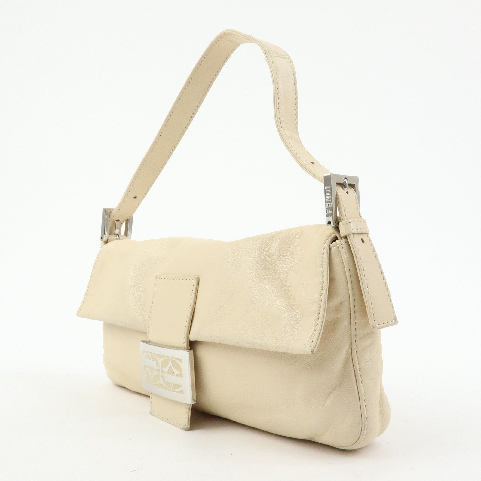 FENDI Mamma Baguette Nappa Leather Shoulder Bag Hand Bag Ivory