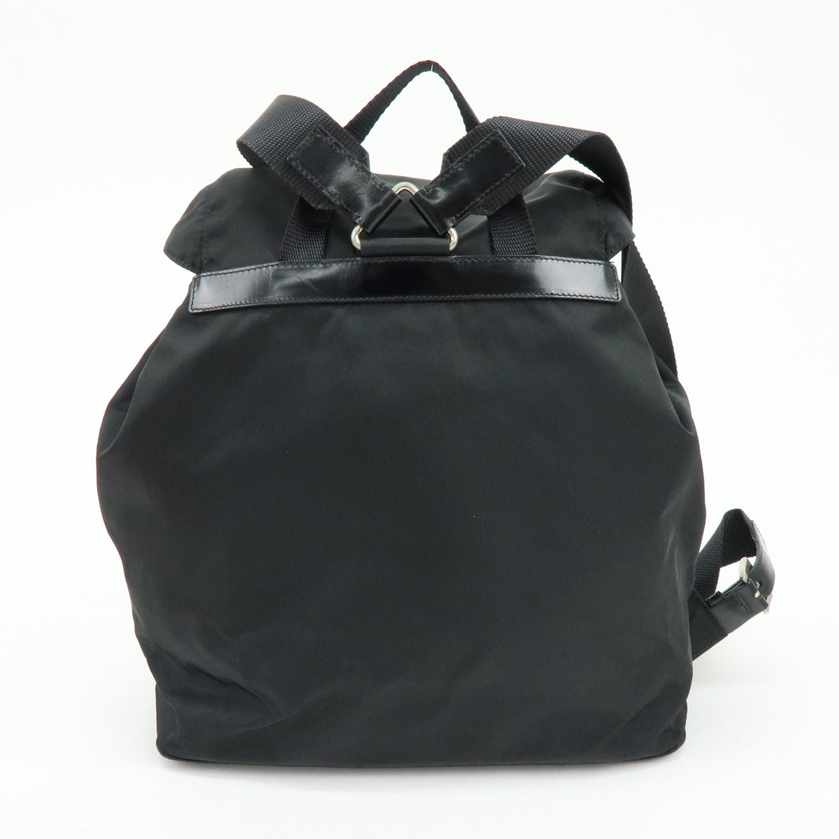 PRADA Triangle Logo Nylon Leather Backpack Rucksack Black BZ2811