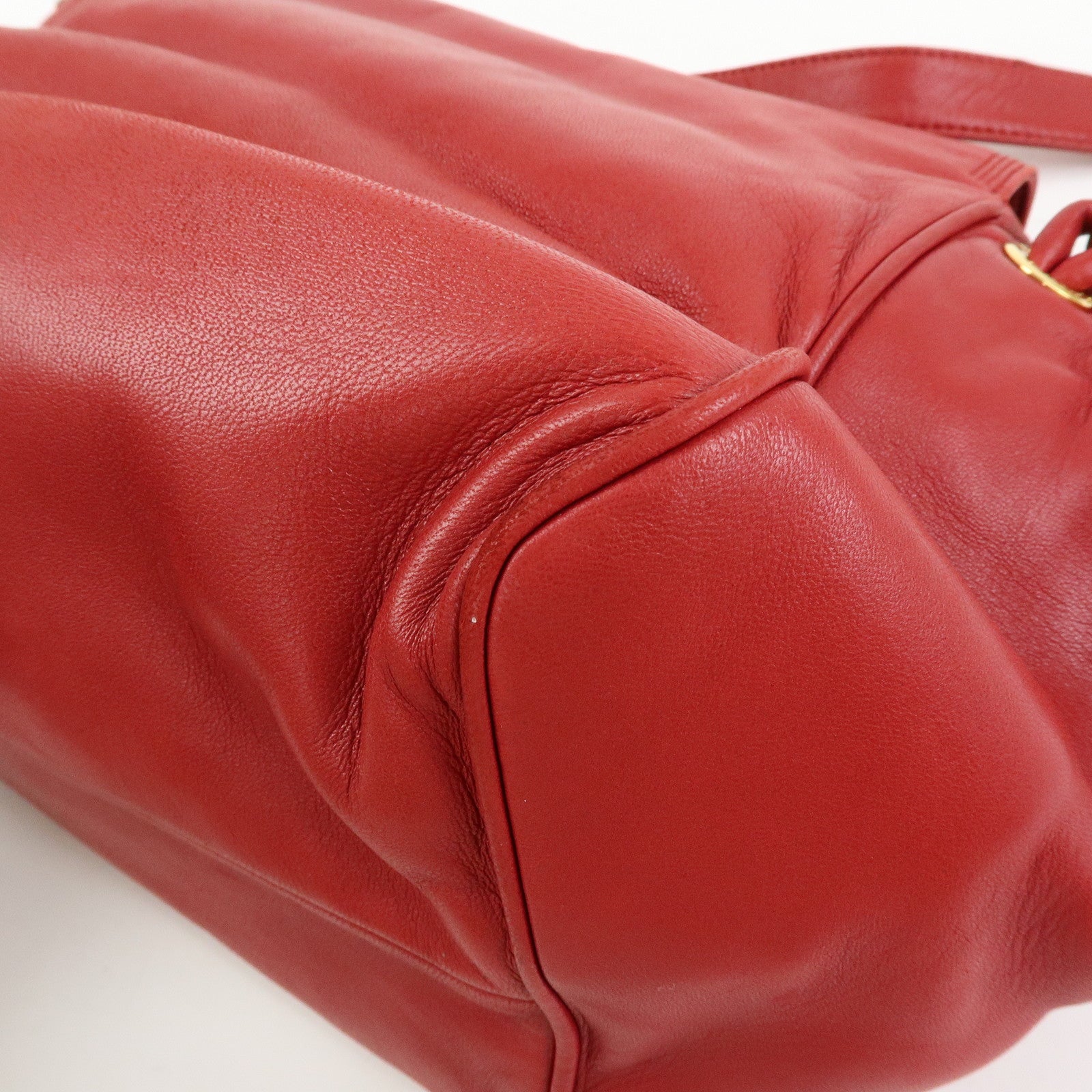 LOEWE Anagram Nappa Leather Chain Shoulder Bag Red Gold