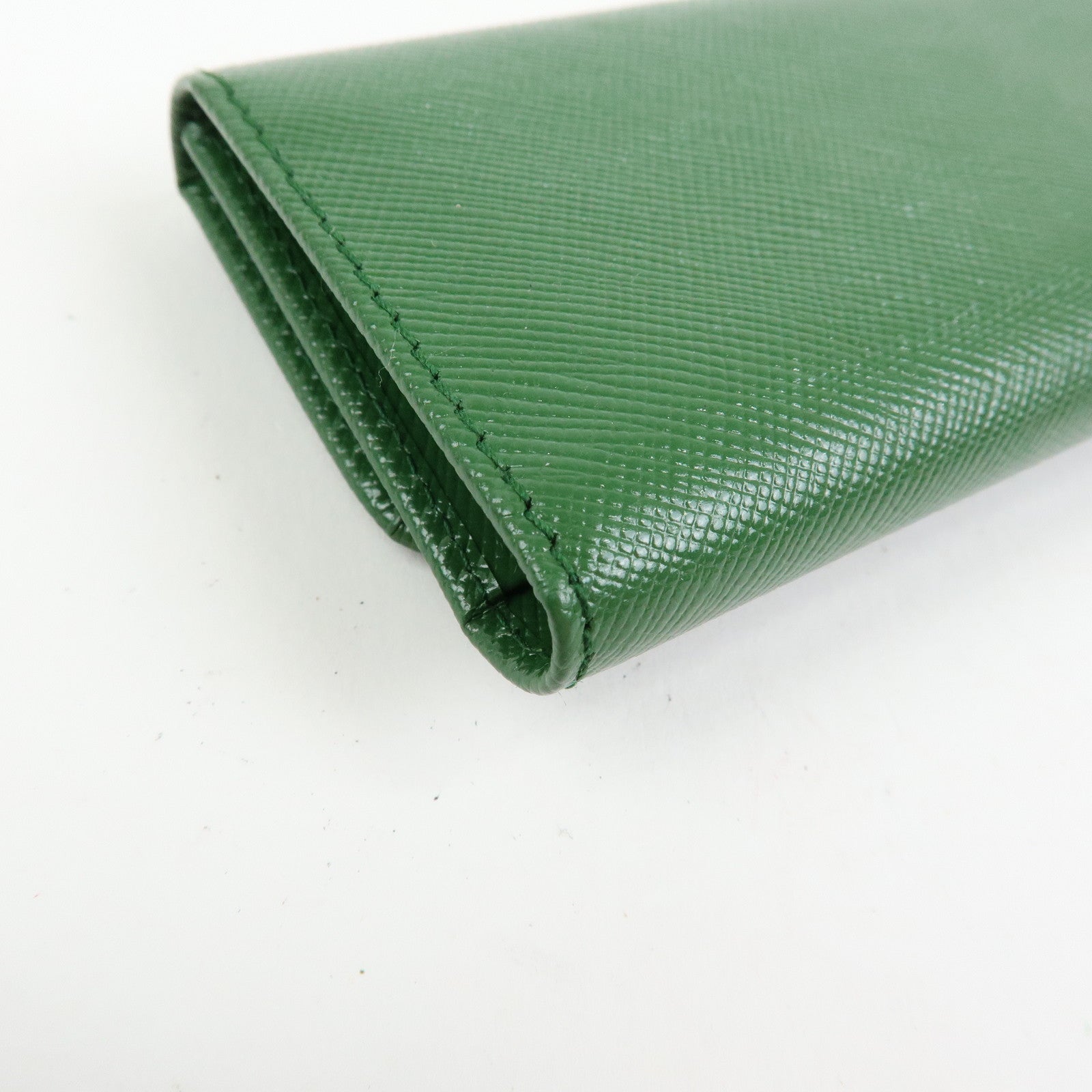 PRADA Logo Saffiano Leather 6 Rings Key Case Key Holder Green 1M0222