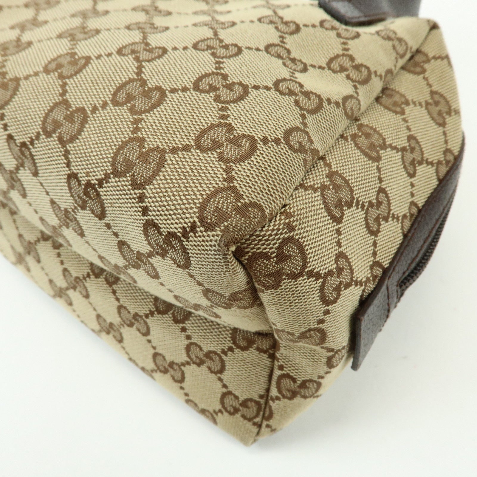 GUCCI GG Canvas Leather Hand Bag Mini Boston Bag Beige Brown 124542