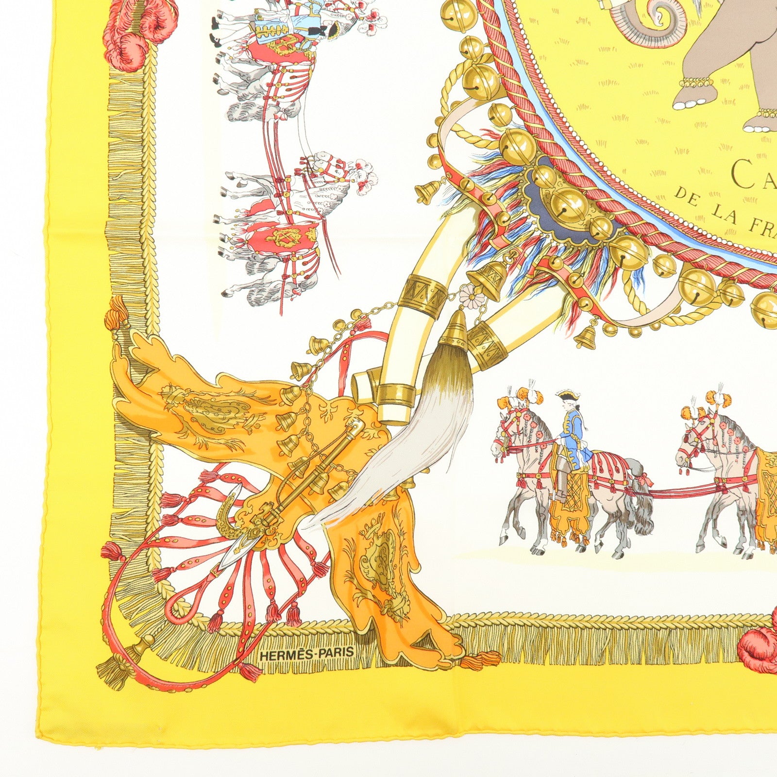 HERMES Carre 90 Silk 100 % Scarf CAPARAÇONS DE LA FRANCE ET DE L'INDE