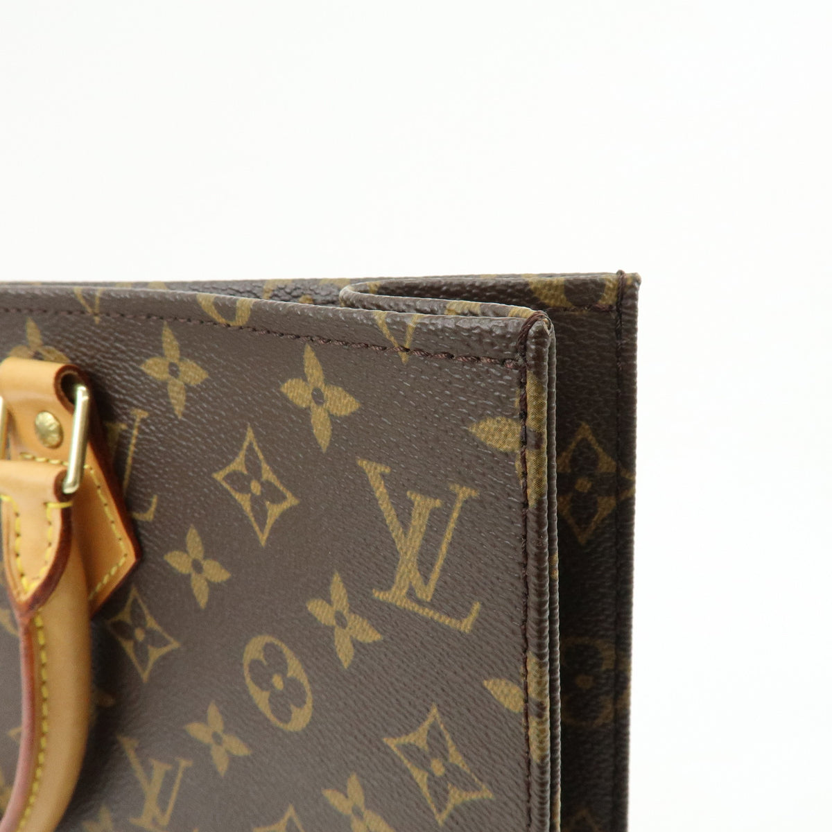 Louis Vuitton Monogram Sac Plat Tote Bag Hand Bag Brown M51140