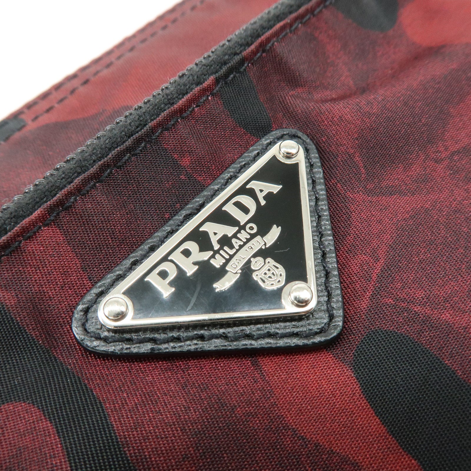 PRADA Triangle Logo Nylon Shoulder Crossbody Bag Camouflage Red BT0978