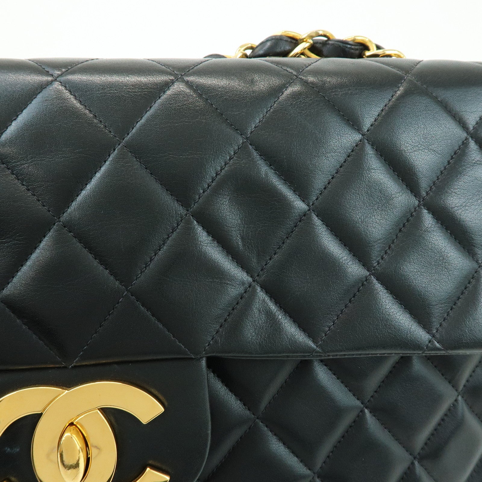 CHANEL Jumbo Matelasse 34 Lamb Skin Chain Shoulder Bag Black A01094