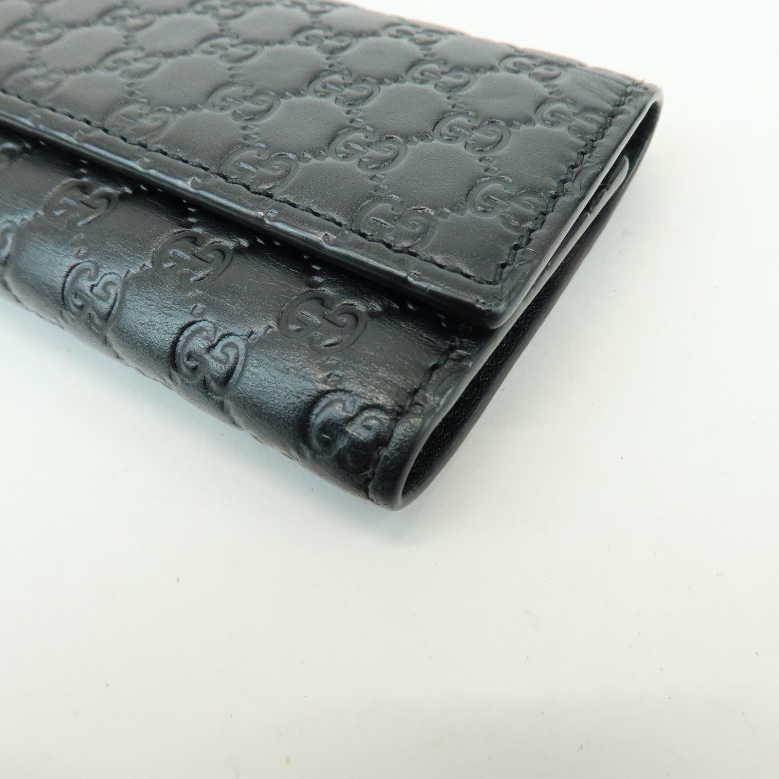 GUCCI Microguccissima Leather 6 Ring Key Case Key Holder Black