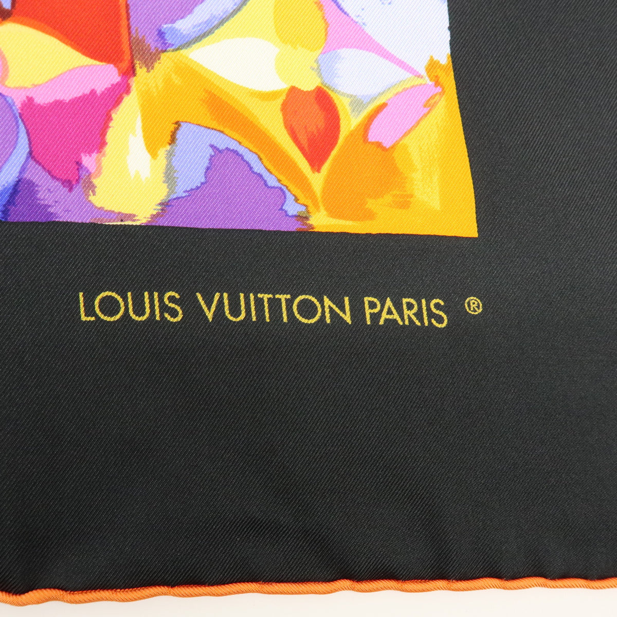 Louis Vuitton Monogram Carre 90 Silk 100% Scarf Au Fil Du Temps black