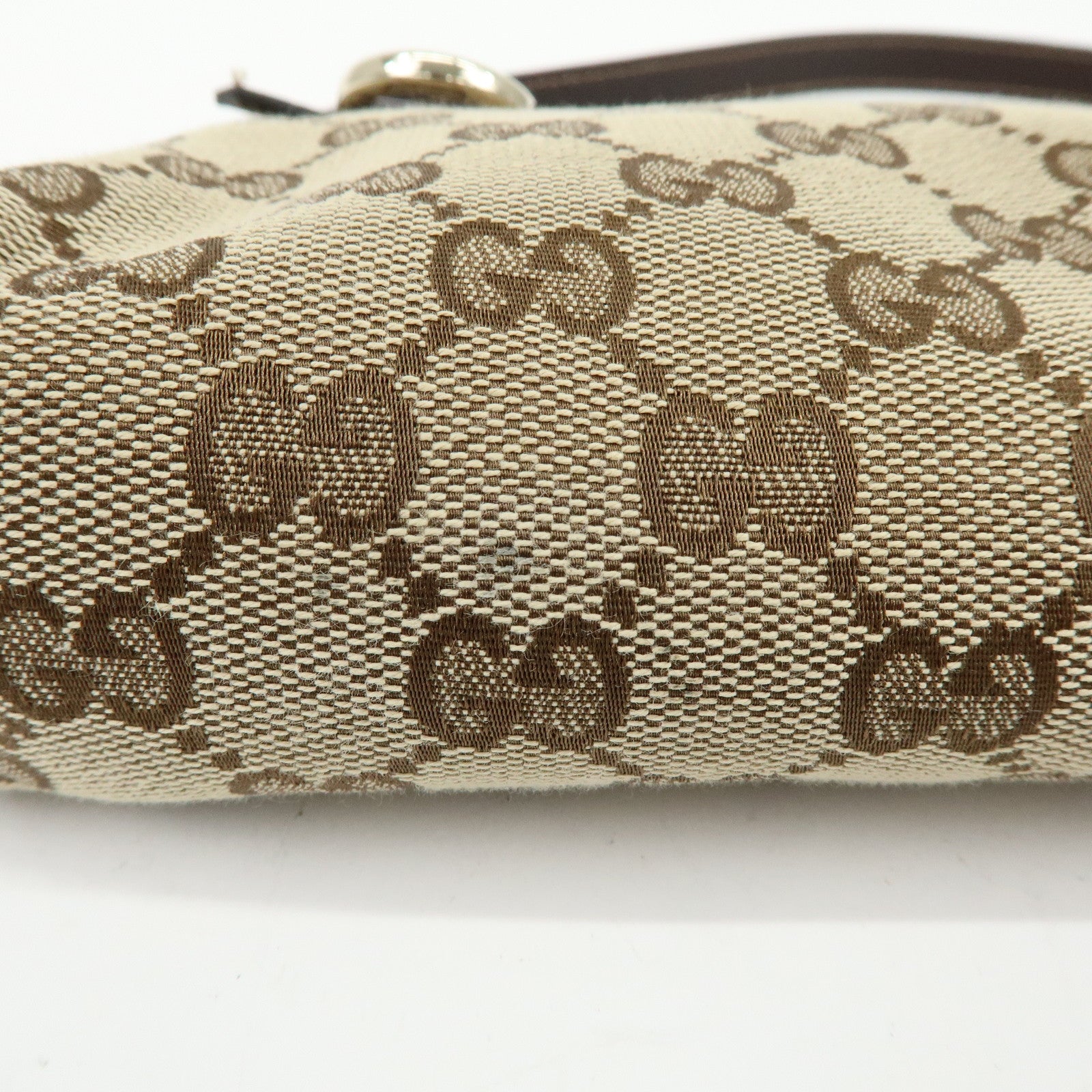 GUCCI Abbey GG Canvas Leather Accessory Pouch Hand Bag Brown 145750