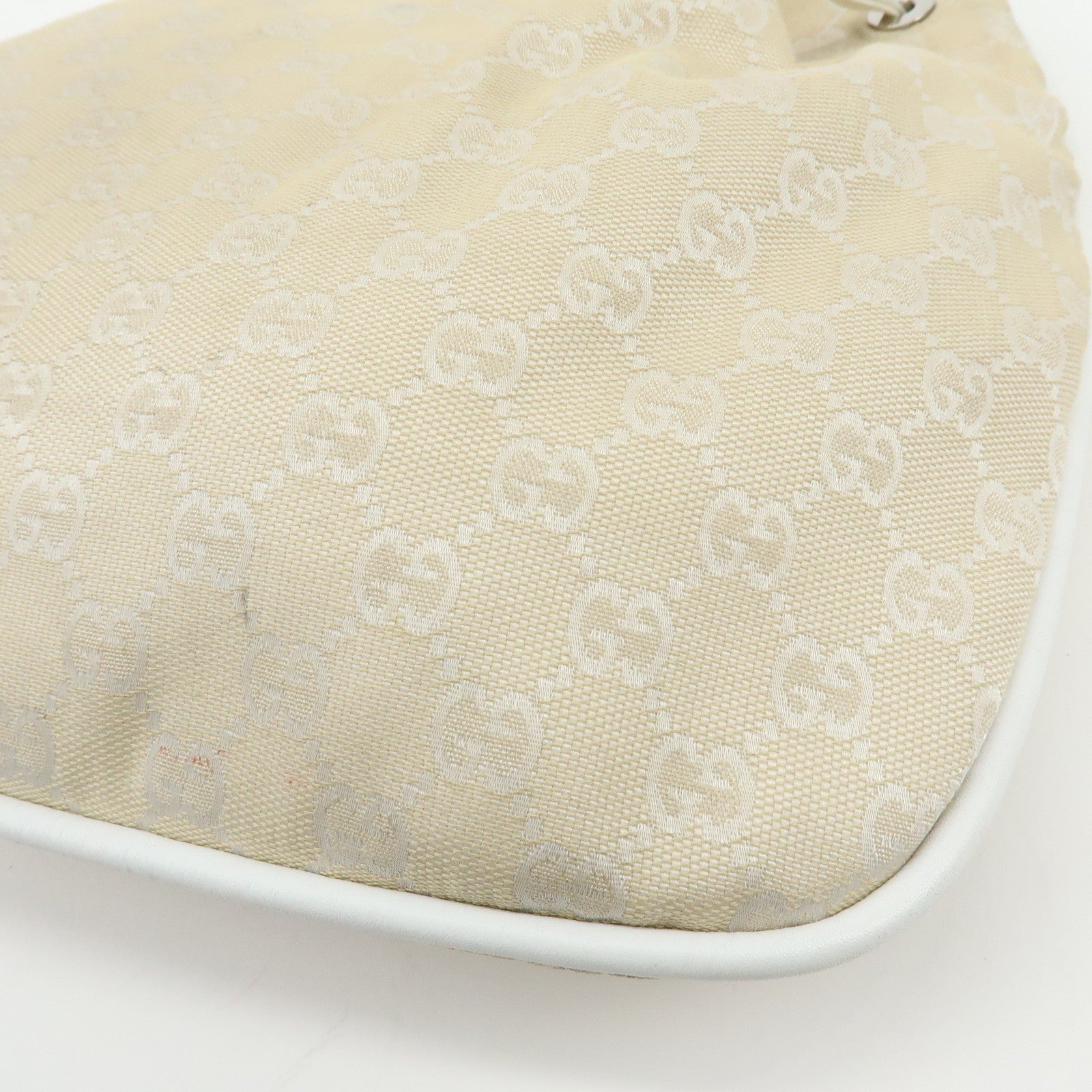 GUCCI Bamboo GG Canvas Leather Shoulder Bag Beige 001・4033・200047