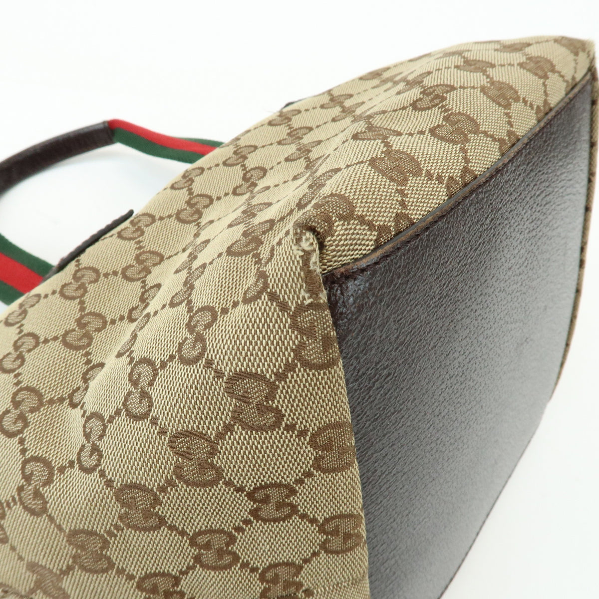 GUCCI Sherry GG Canvas Leather Tote Bag Hand Bag Beige Brown 131228