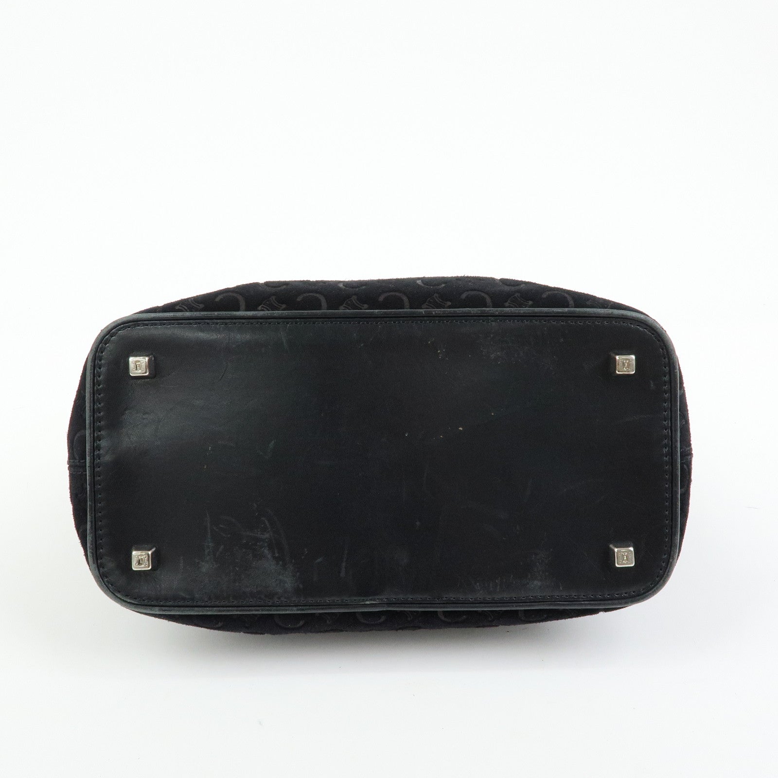 CELINE C Macadam Suede Leather Shoulder Bag Hand Bag Black
