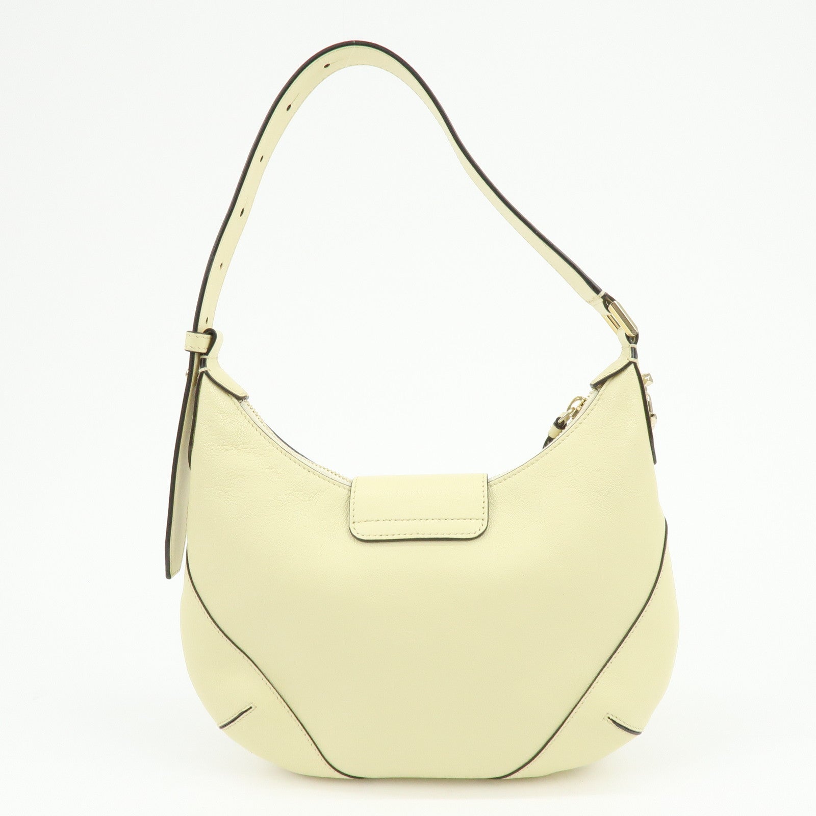JIMMY CHOO Flap Leather Hand Bag Shoulder Bag Yellow Beige