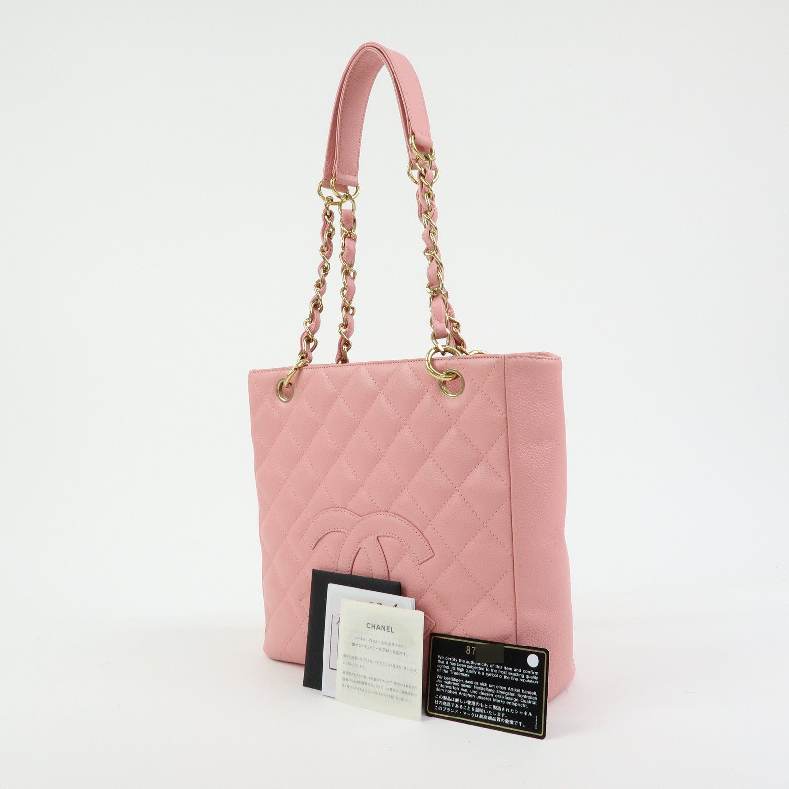 CHANEL COCO Mark Caviarskin PST Chain Tote Bag Shoulder Bag Pink