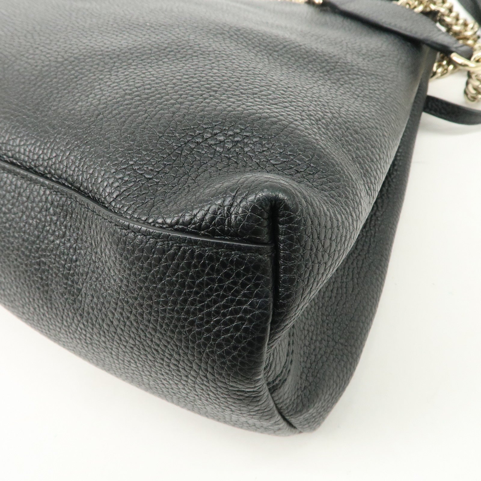 GUCCI SOHO Interlocking G Leather Chain Shoulder Bag Black 536196