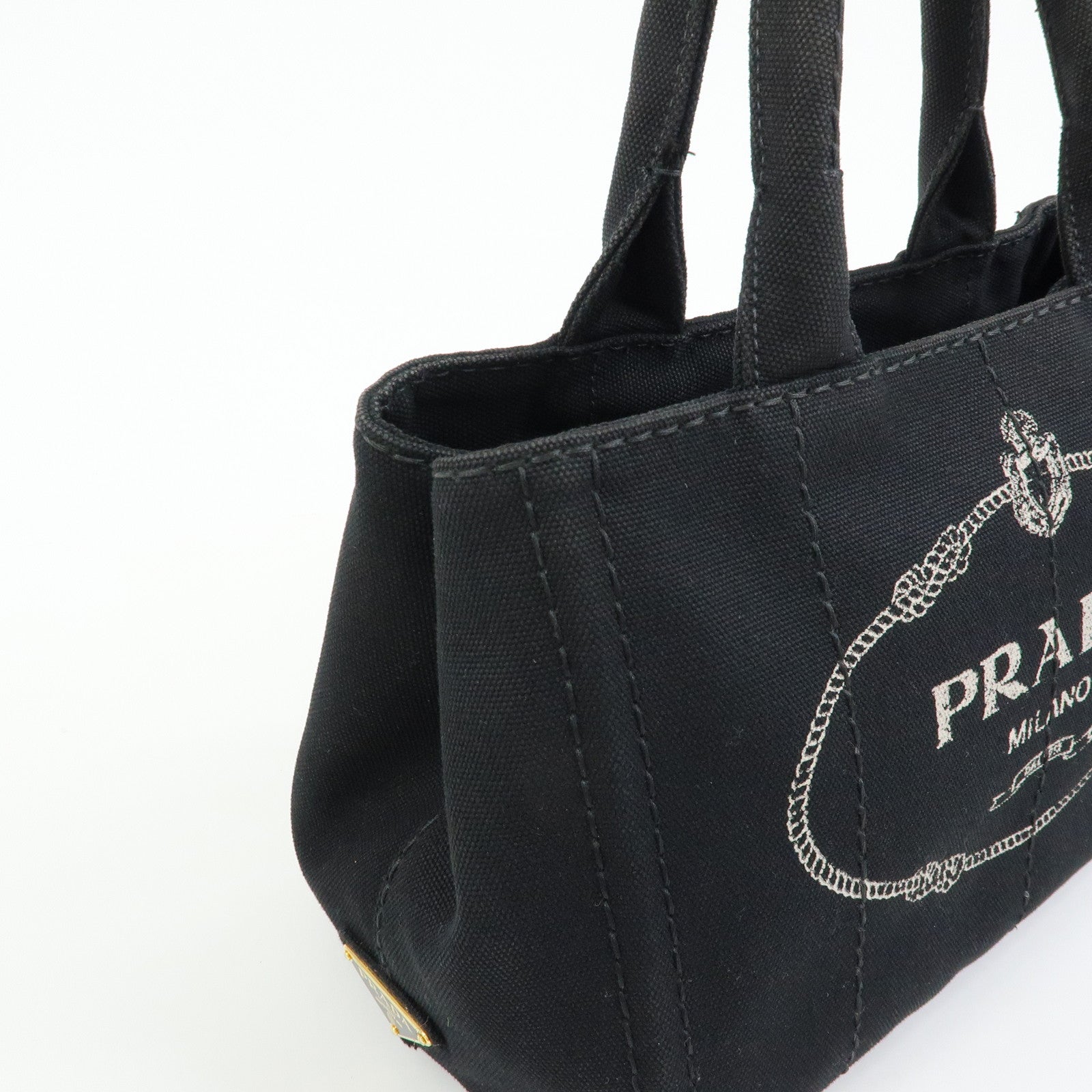 PRADA Triangle Log Canapa Mini Canvas 2Way Bag Hand Bag 1BG439