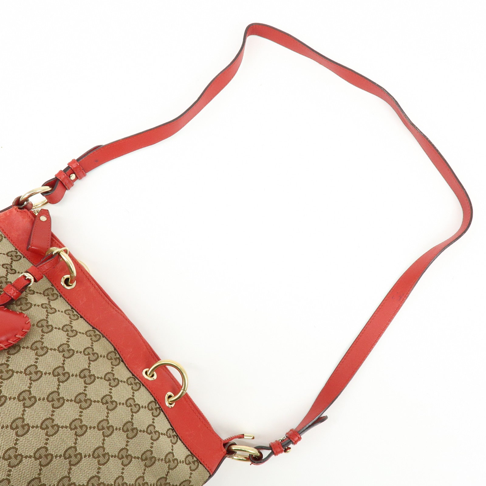 GUCCI GG Canvas Leather Shoulder Bag Valentine Limited 309122