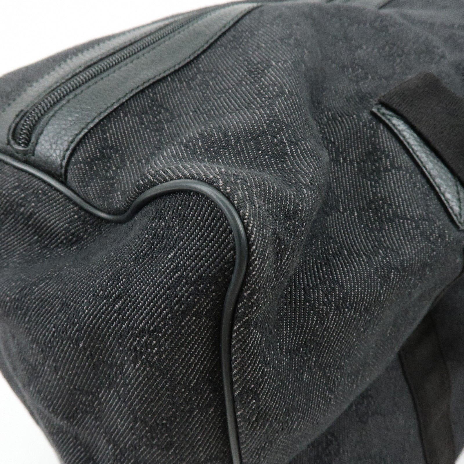 GUCCI GG Denim Leather Boston Bag Shoulder Bag Hand Bag Black 105671