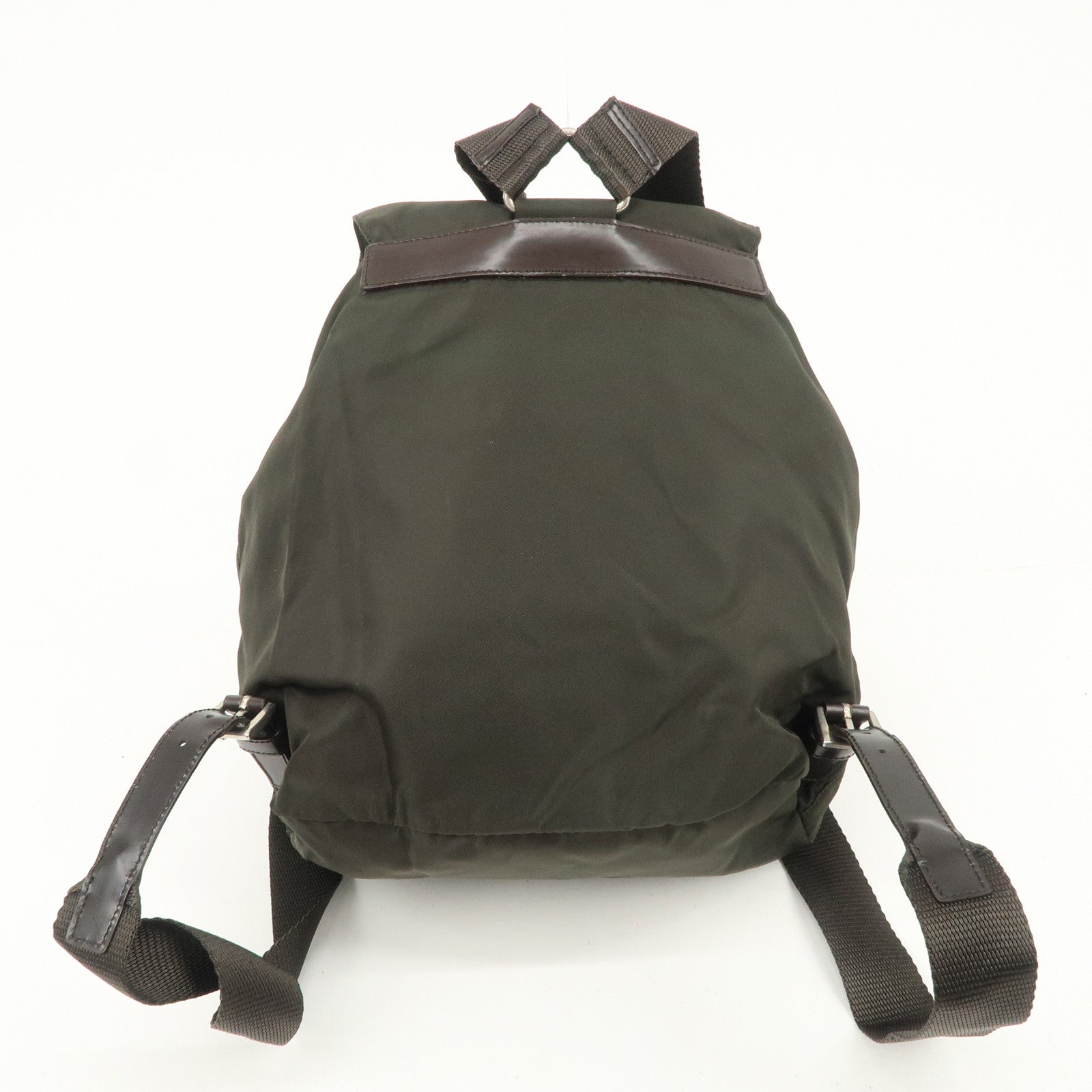 PRADA Triangle Logo Leather Nylon BackPack B5885F Used