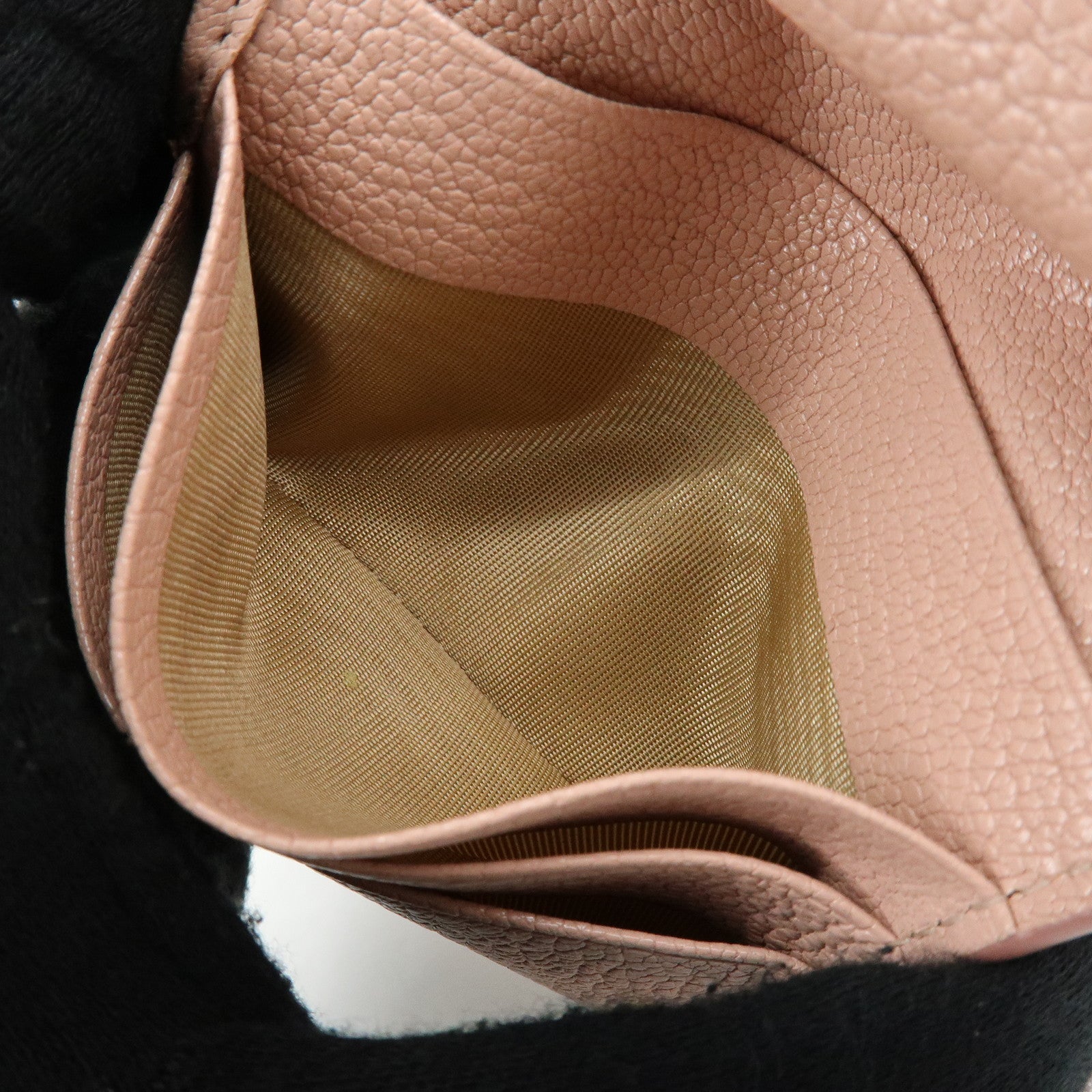 MIU MIU Logo Madras Leather Bi-fold Compact Wallet Pink