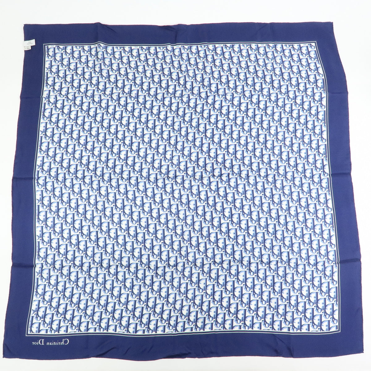 Christian Dior Trotter Silk 100% Scarf Navy White