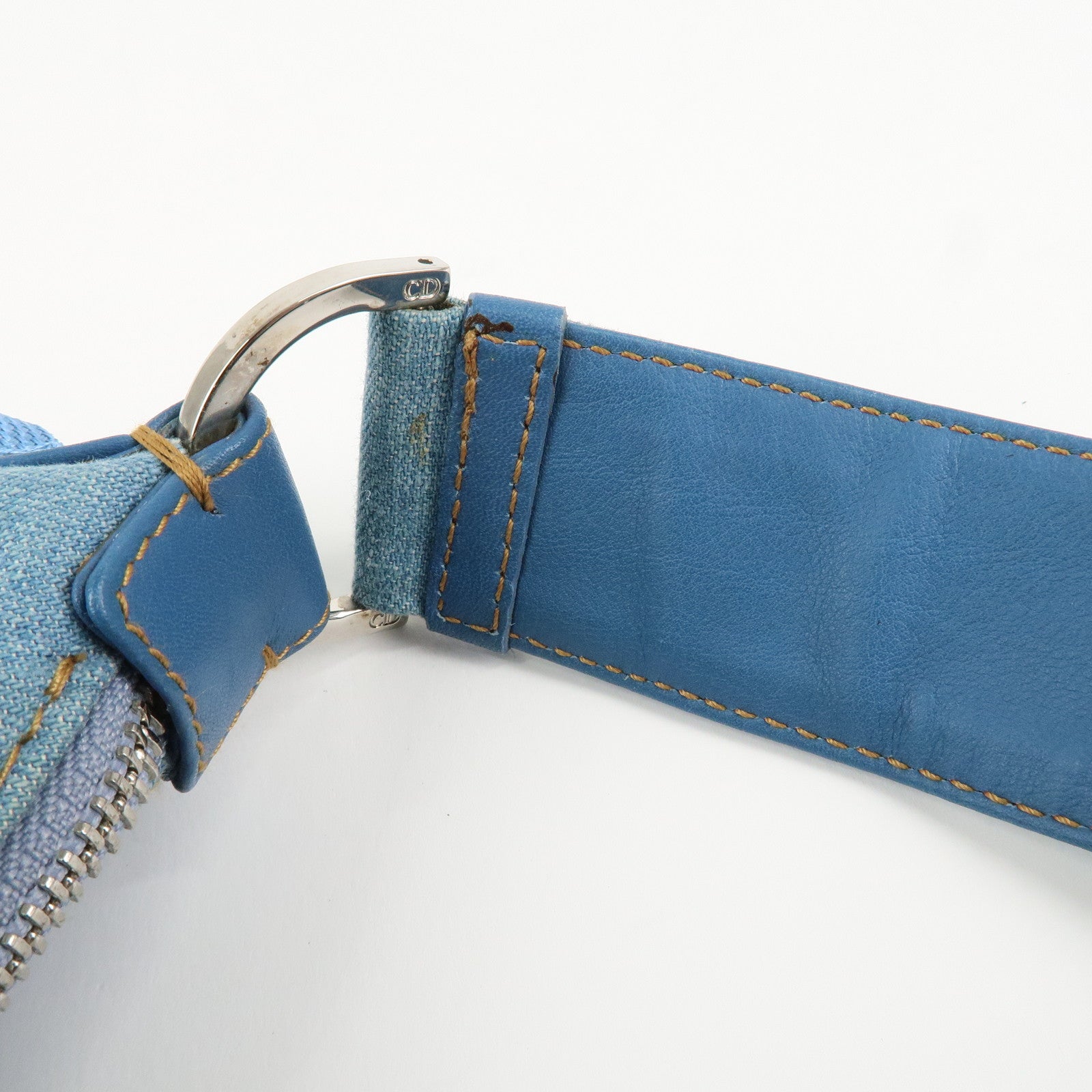 Christian Dior Admit It Denim Leather Shoulder Bag Light Blue Used