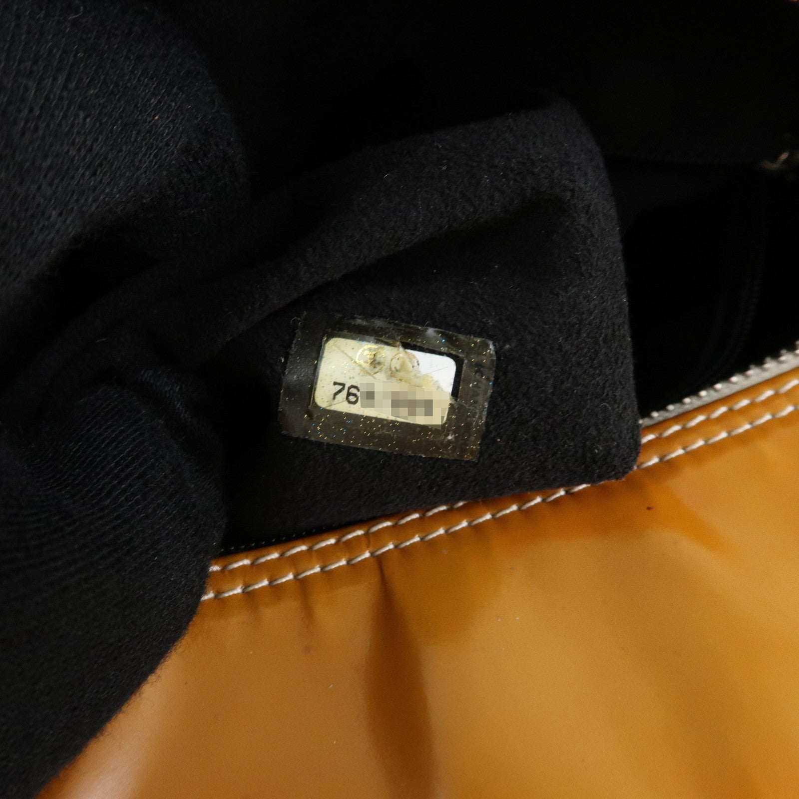 CHANEL Chocolate Bar COCO Mark Patent Leather Boston Bag Hand Bag Camel