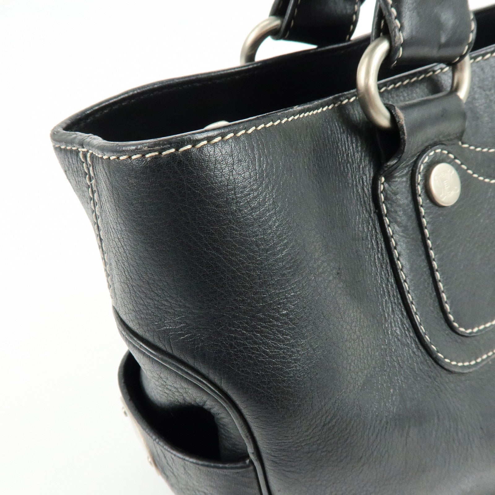 CELINE Macadam Boogie Bag Leather Hand Bag Tote Bag Black