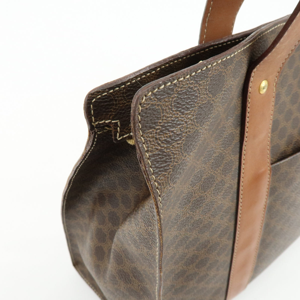 CELINE Macadam PVC Leather Shoulder Bag Hand Bag Brown