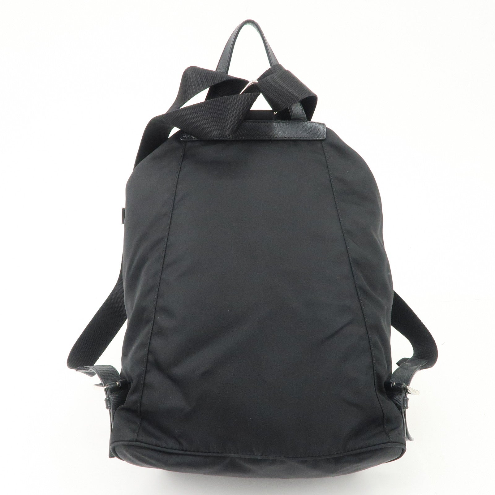 PRADA Triangle Logo Nylon Leather Backpack Ruck Sack Black Used