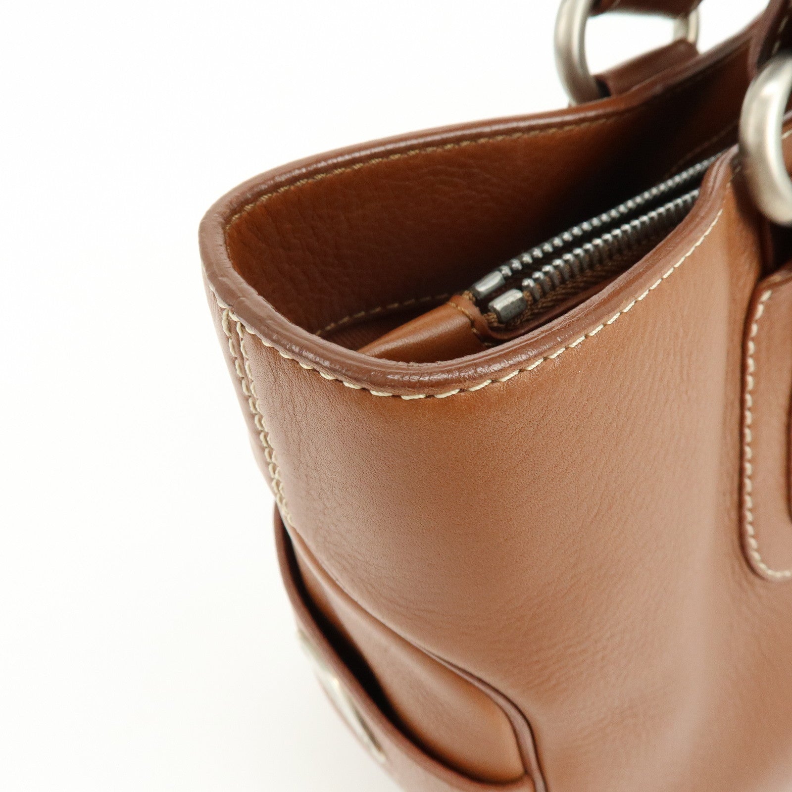 CELINE Boogie Bag Leather Hand Bag Tote Bag Brown