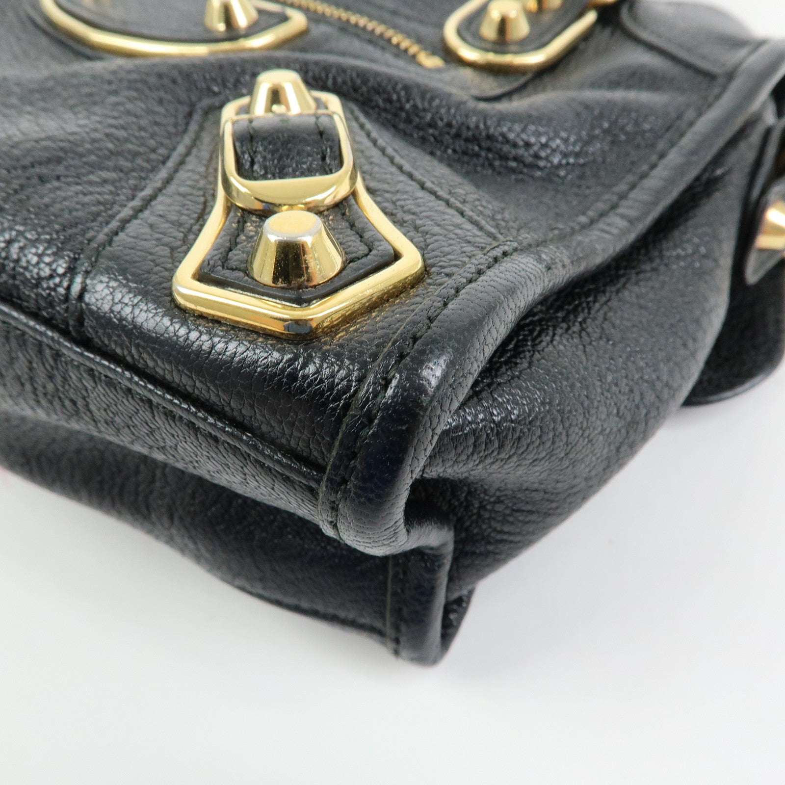 BALENCIAGA Classic Mini City Leather 2Way Bag Hand Bag Black 390160