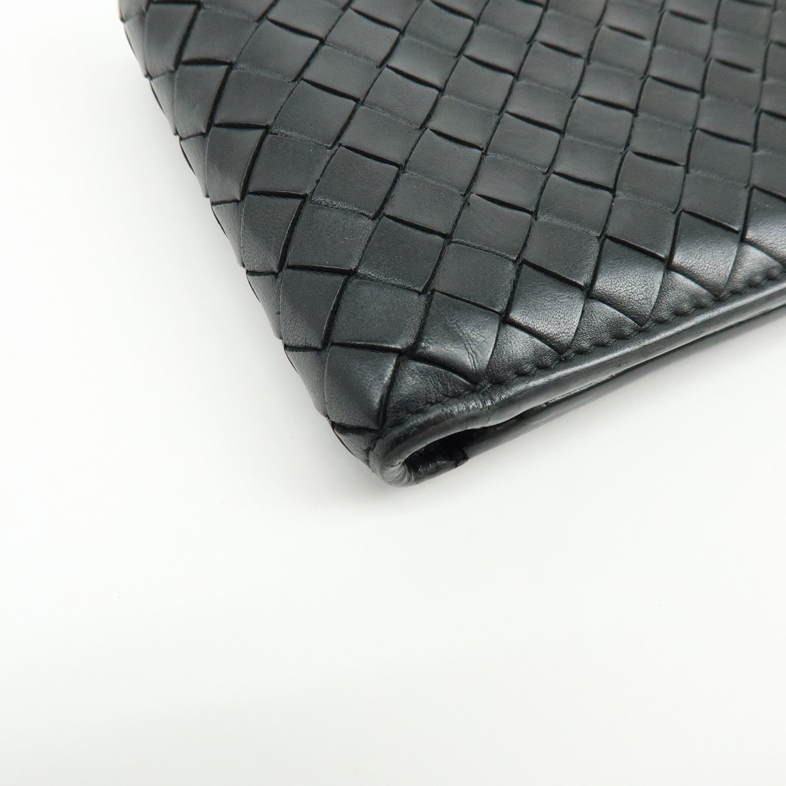 Bottega Veneta Intrecciato Leather Bi-fold Comact Wallet Black 193642