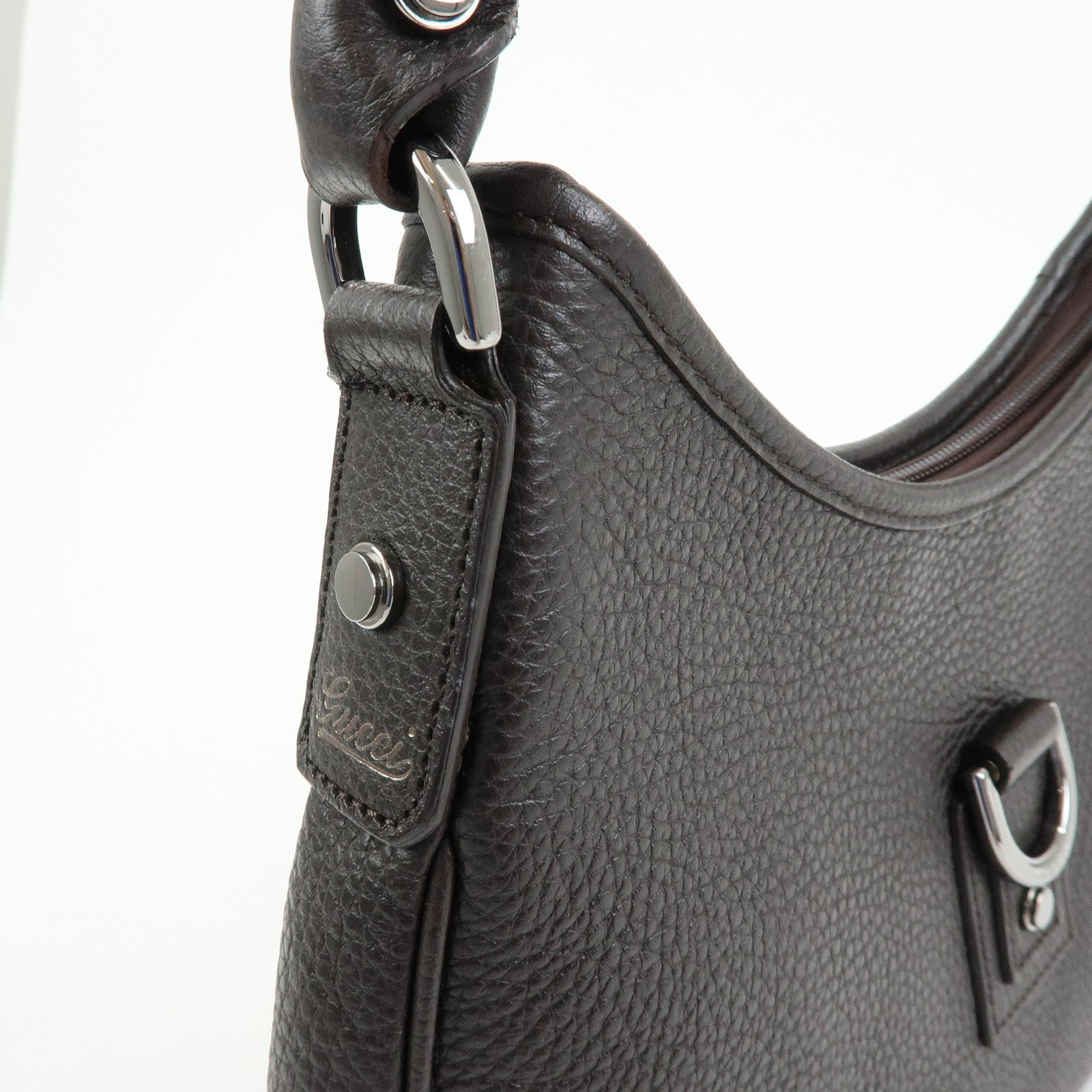 GUCCI Abbey Leather Shoulder Bag Hand Bag Black Silver 268637