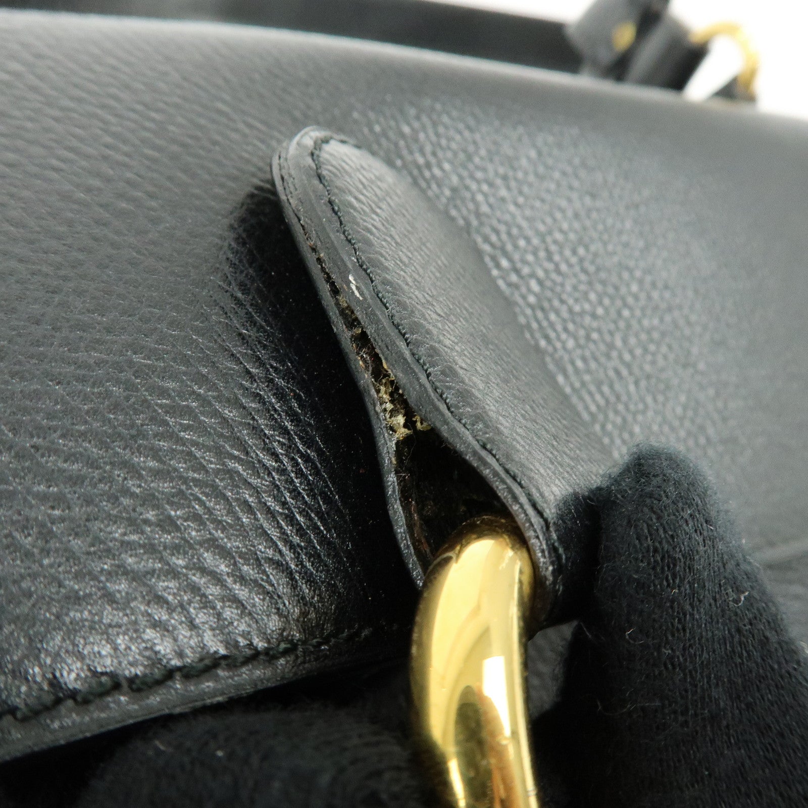 DELVAUX Leather Shoulder Bag Hand Bag Black