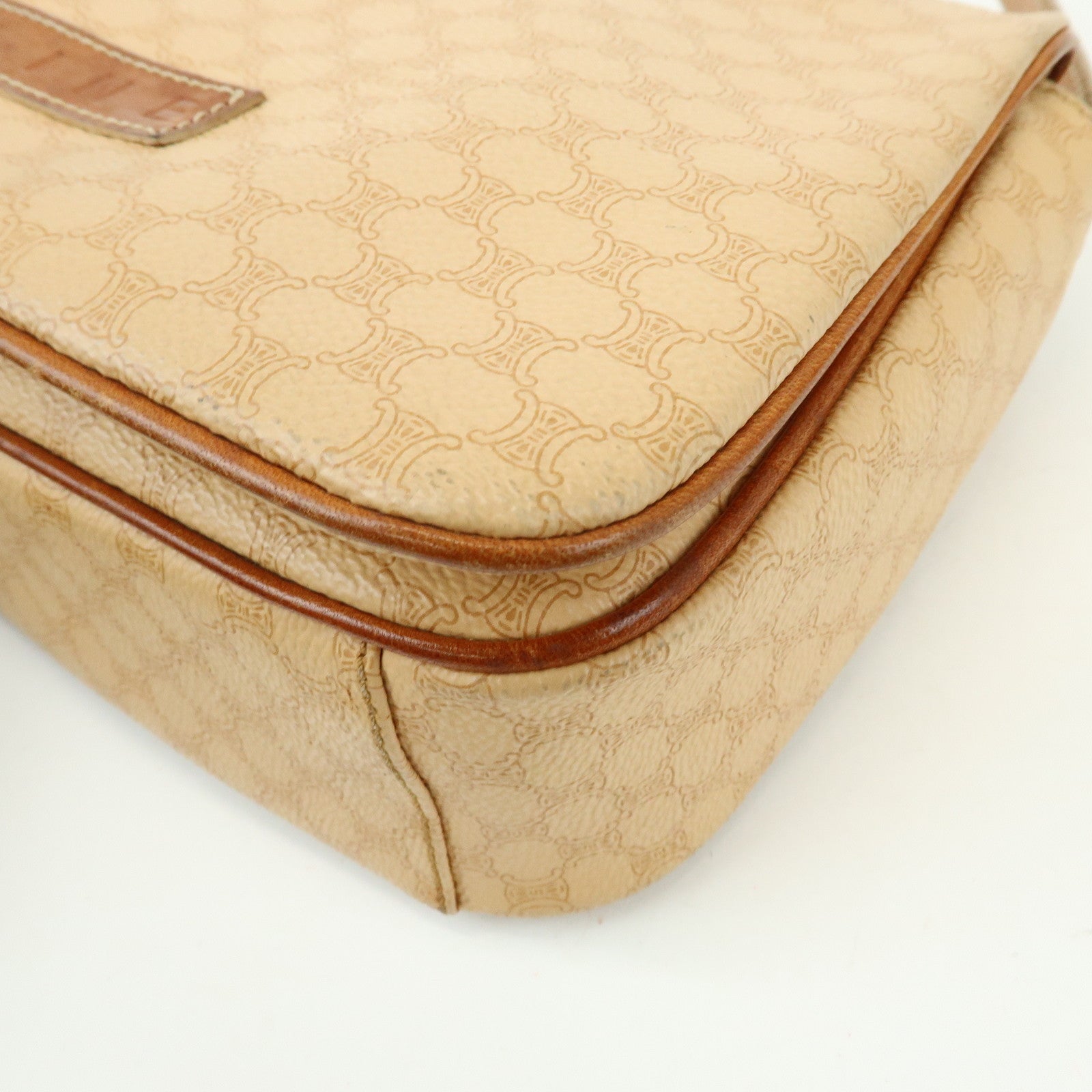 CELINE Macadam PVC Leather Shoulder Bag Crossbody Bag Beige Camel