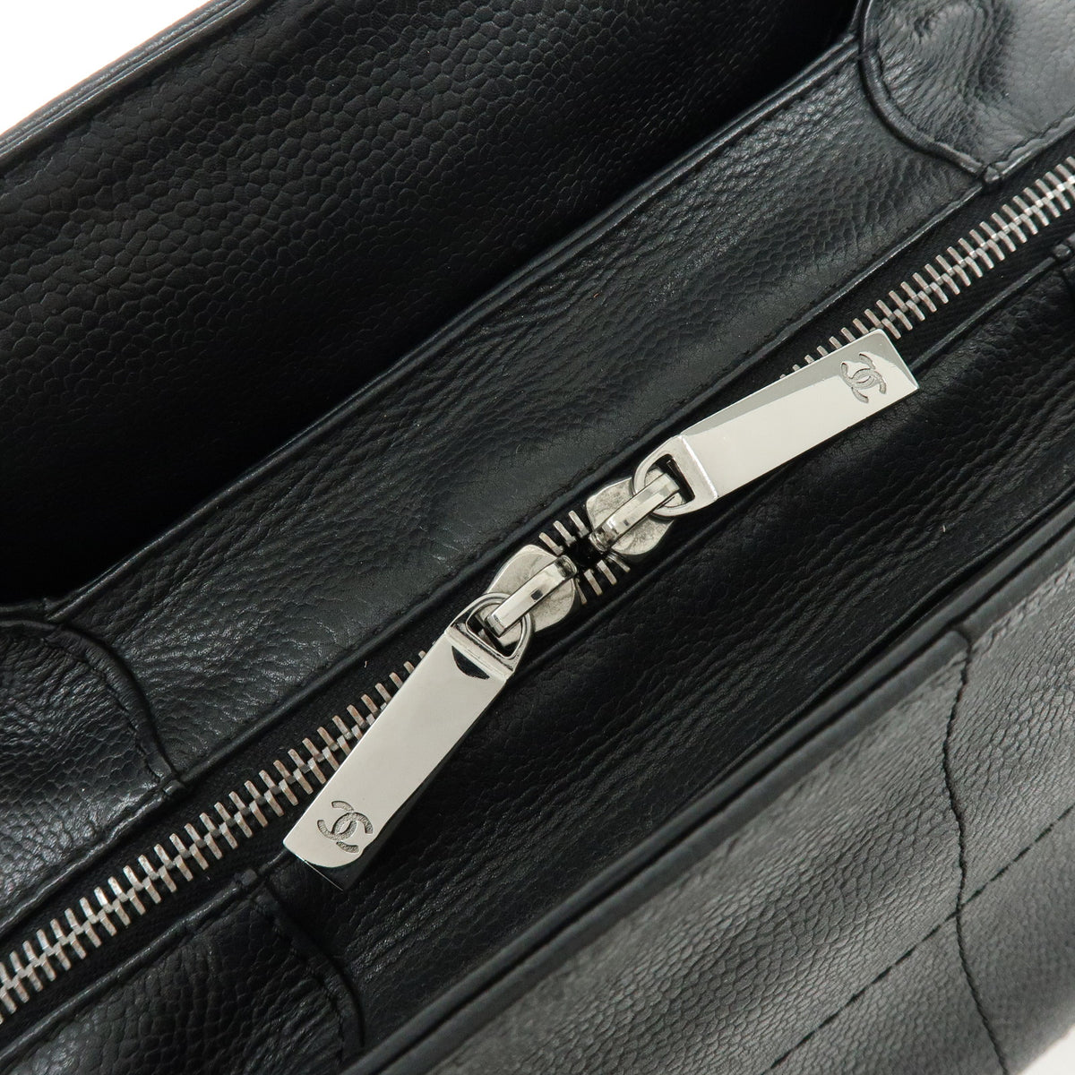 CHANEL Chocolate Bar COCO Mark Caviarskin Hand Bag Mini Boston Bag