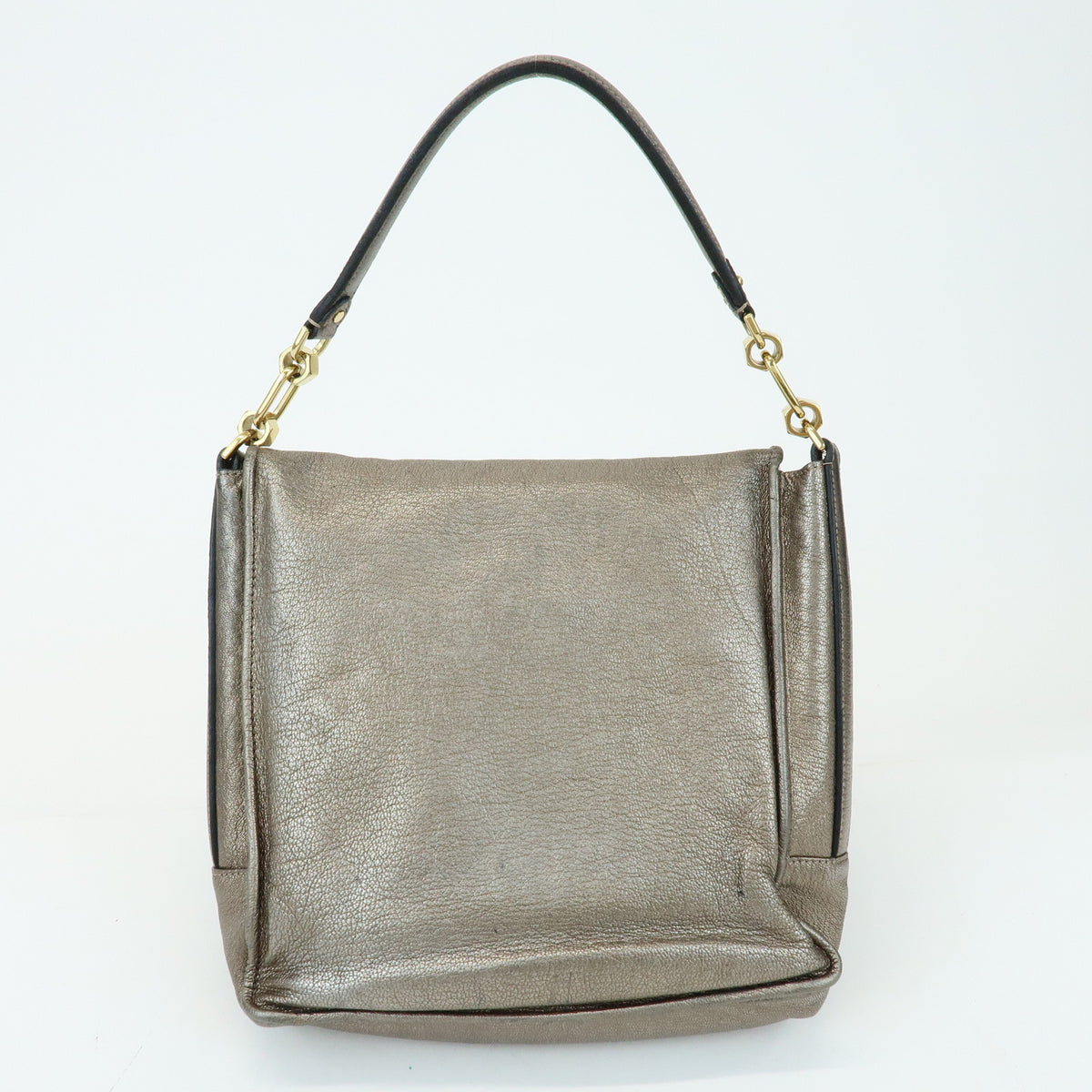 LOEWE Mya Anagram Leather Shoulder Bag Hand Bag Silver Gray