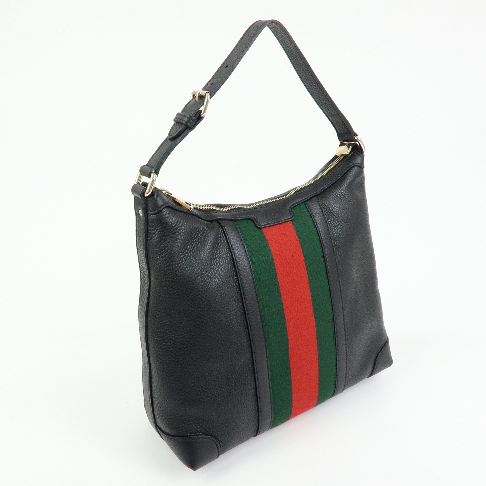 GUCCI Sherry Leather Shoulder Bag Hobo Bag Tote Bag Black 257084