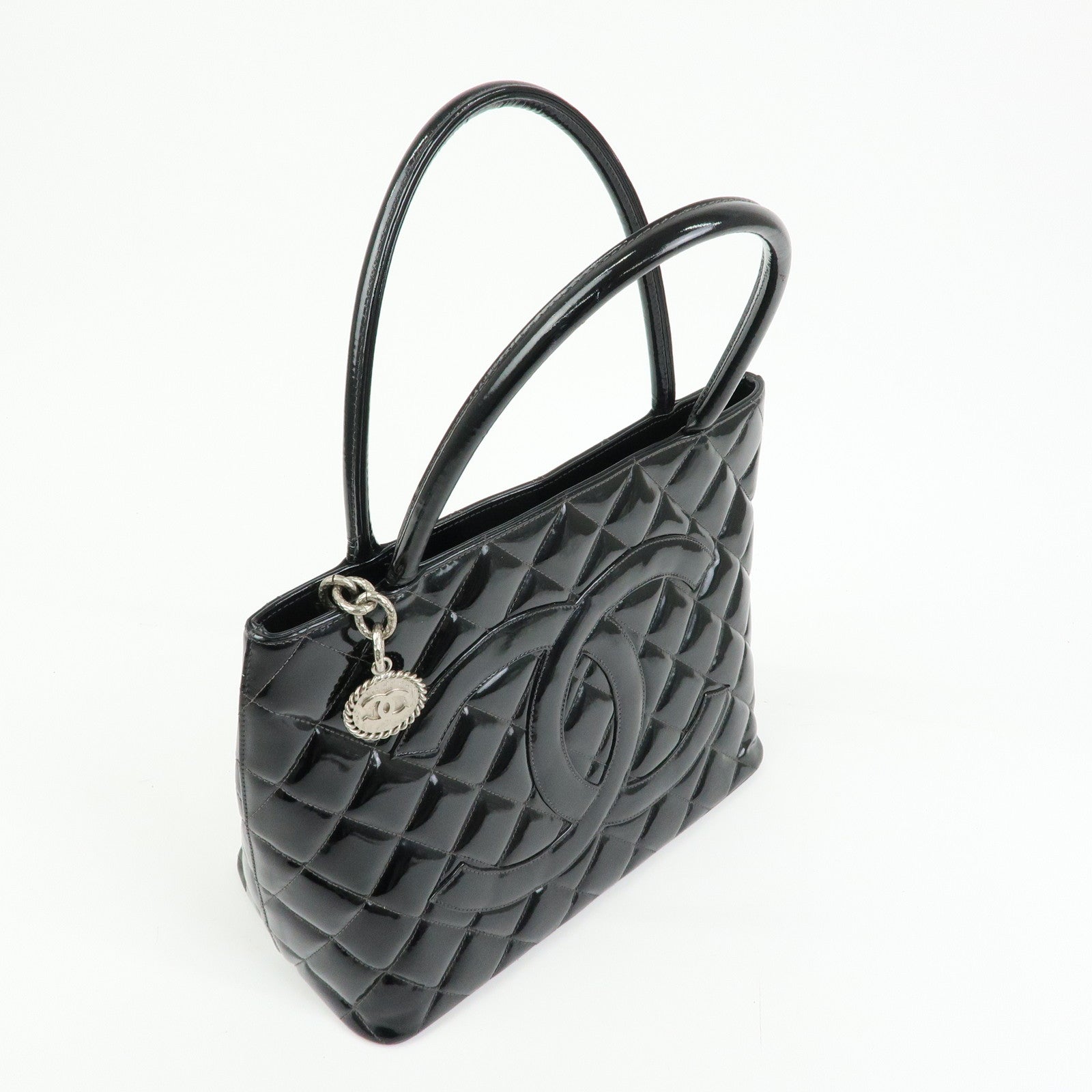 CHANEL Matelasse COCO Mark Medallion Tote Bag Hand Bag Black A01804