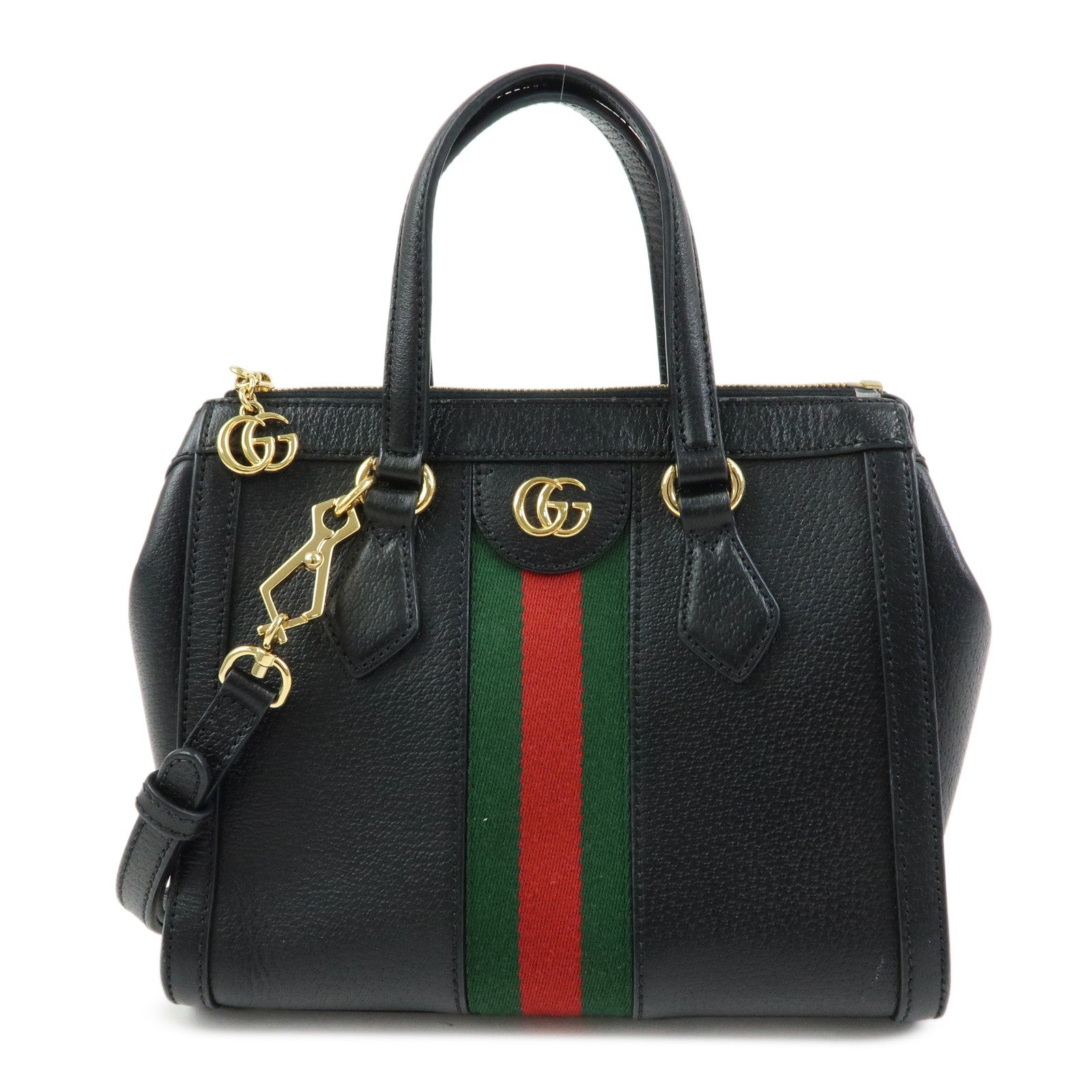 GUCCI Ophidia Sherry Leather 2Way Bag Shoulder Bag Hand Bag Black