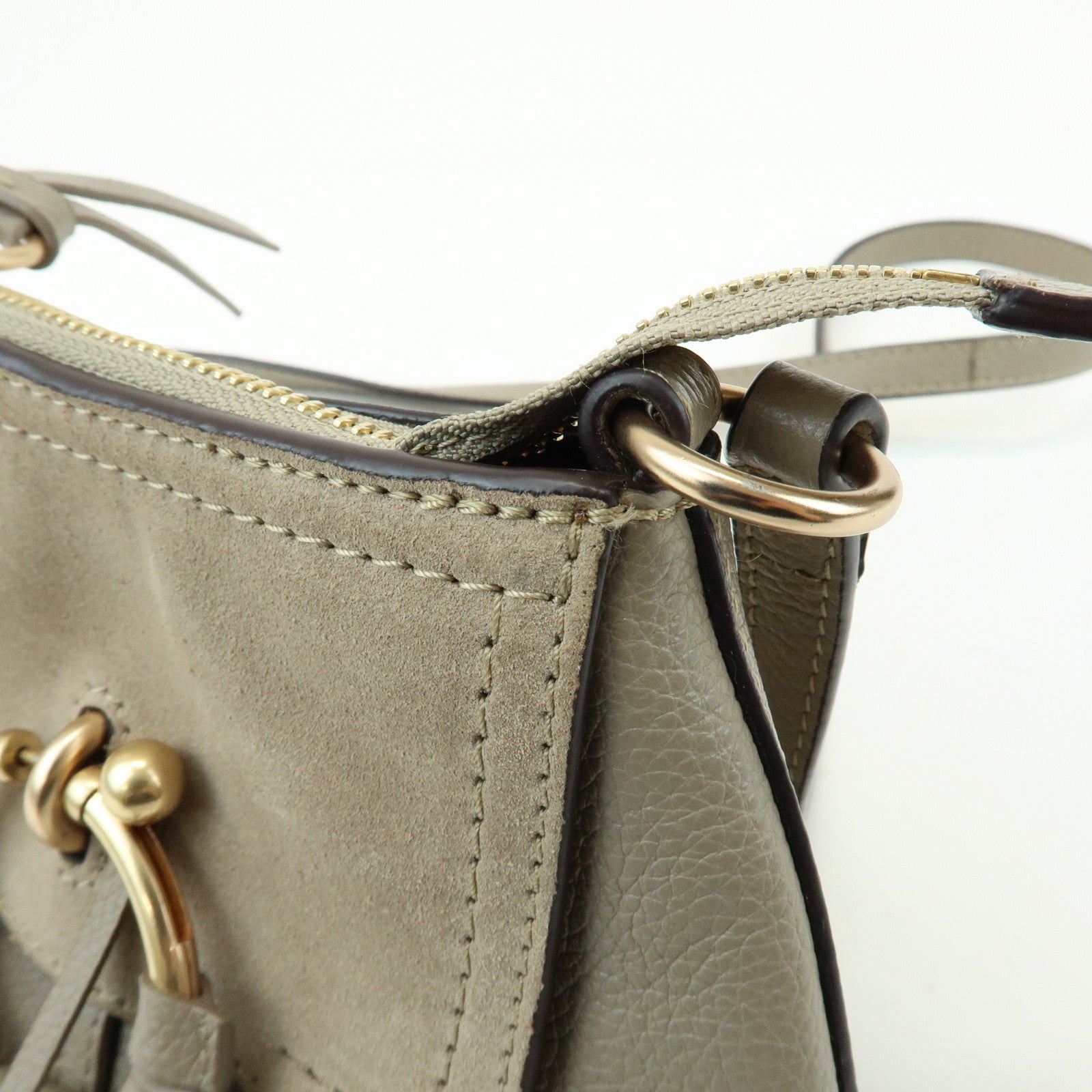 Chloe See by Chloe Joan Leather Suede Mini 2Way Bag Hand Bag Greige