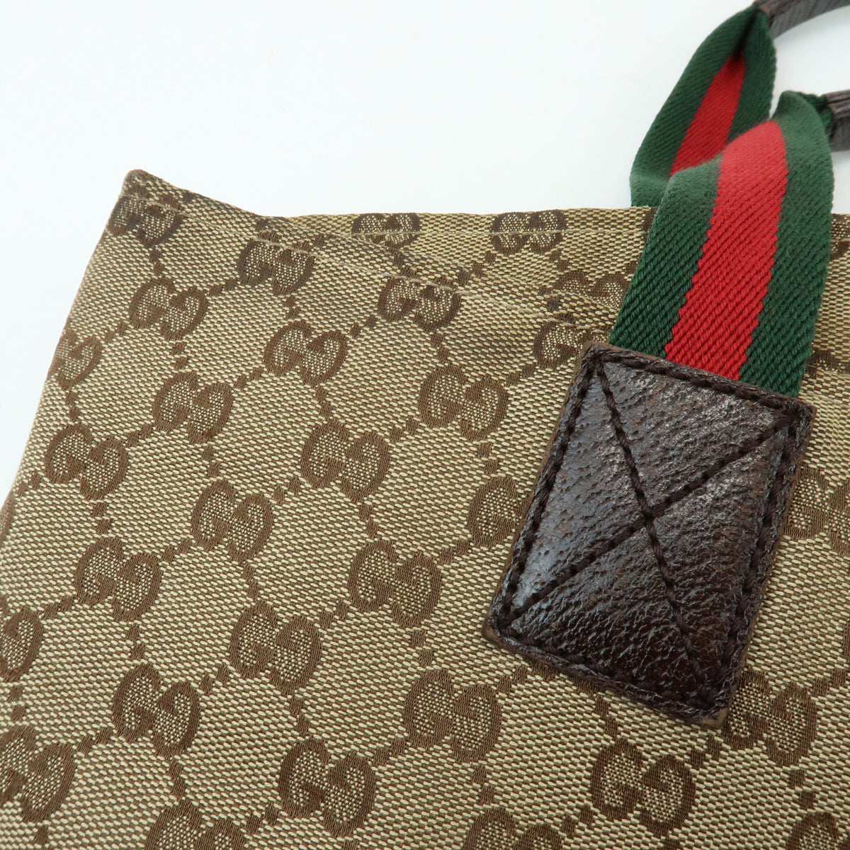 GUCCI Sherry GG Canvas Leather Tote Bag Hand Bag Beige Brown 131228