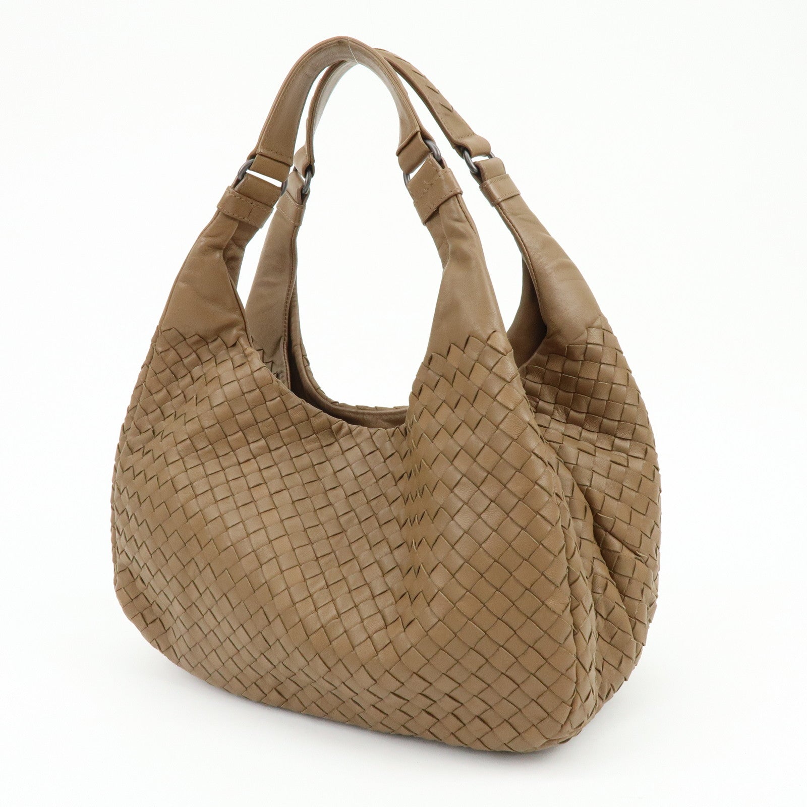 BOTTEGA VENETA Intrecciato Campana Leather Shoulder Bag Brown 125787