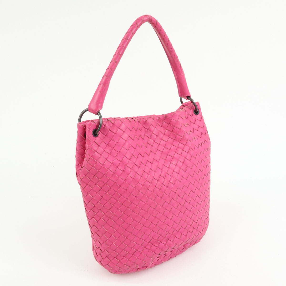 BOTTEGA VENETA Intrecciato Leather Bucket Shoulder Bag Pink