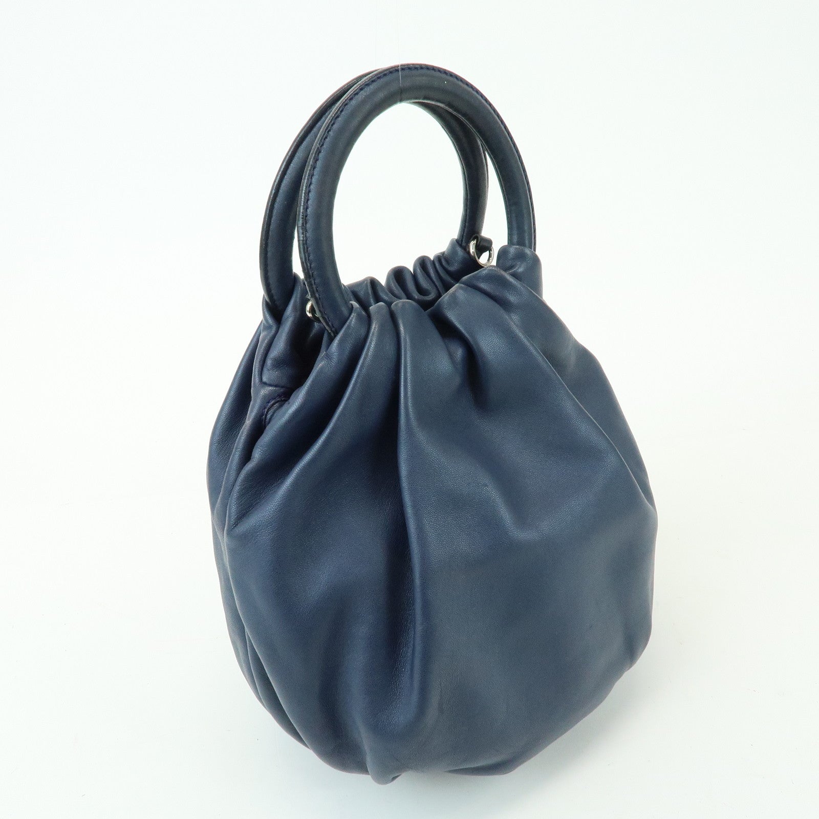 LOEWE Anagram Nappa Leather 2Way Bag Hand Bag Shoulder Bag Navy