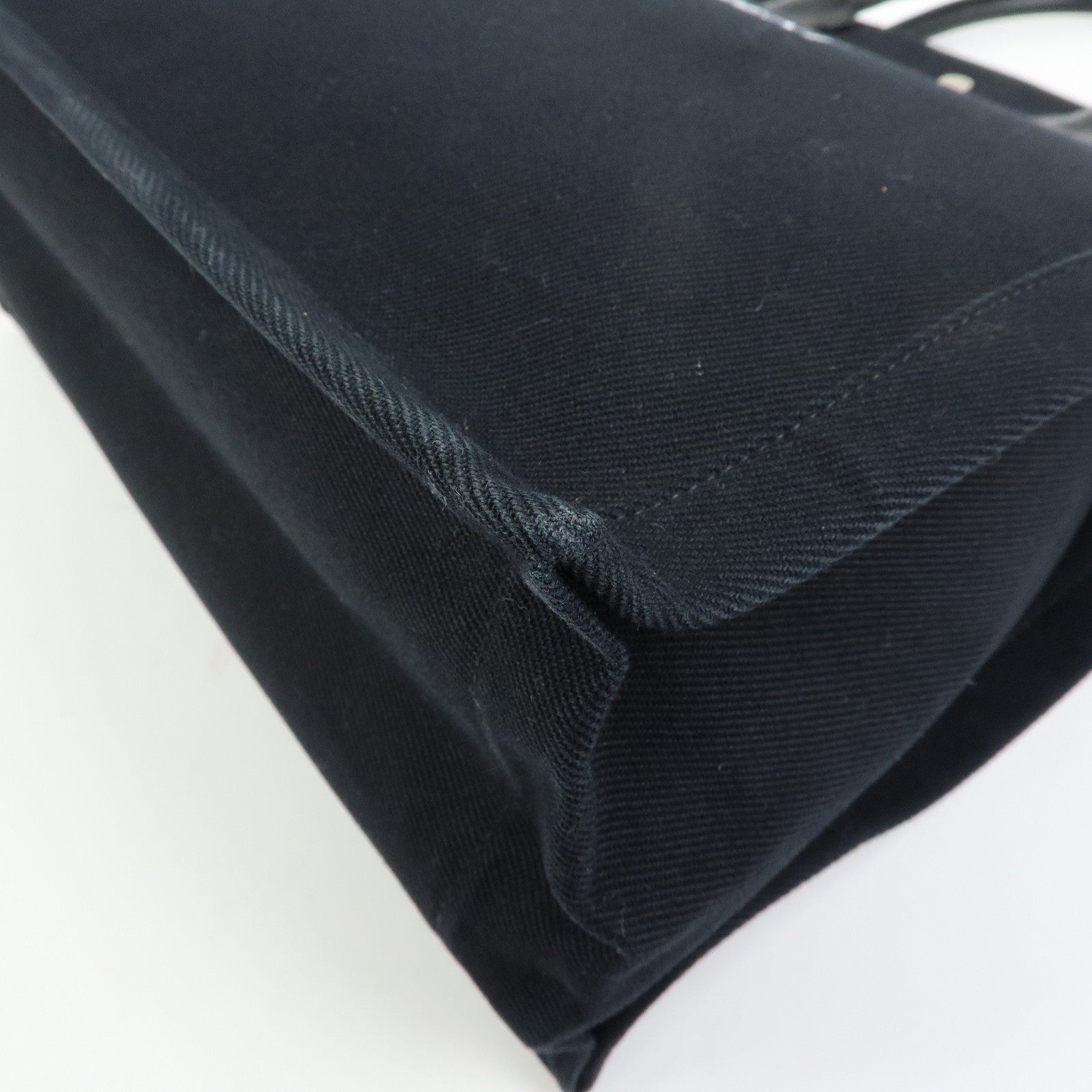 SAINT LAURENT PARIS Rive Gauche Canvas Leather Tote Bag Black 632539