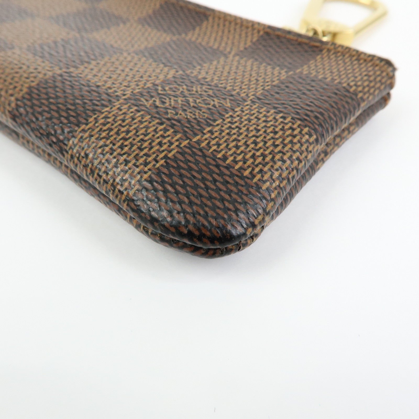 Louis Vuitton Damier Canvas Pochette Cles Coin Case Brown Ebene N62658