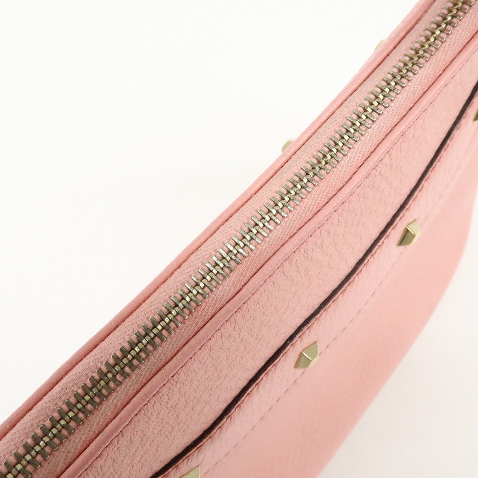 GUCCI Bamboo Leather Hand Bag Shoulder Bag Studs Pink 137378